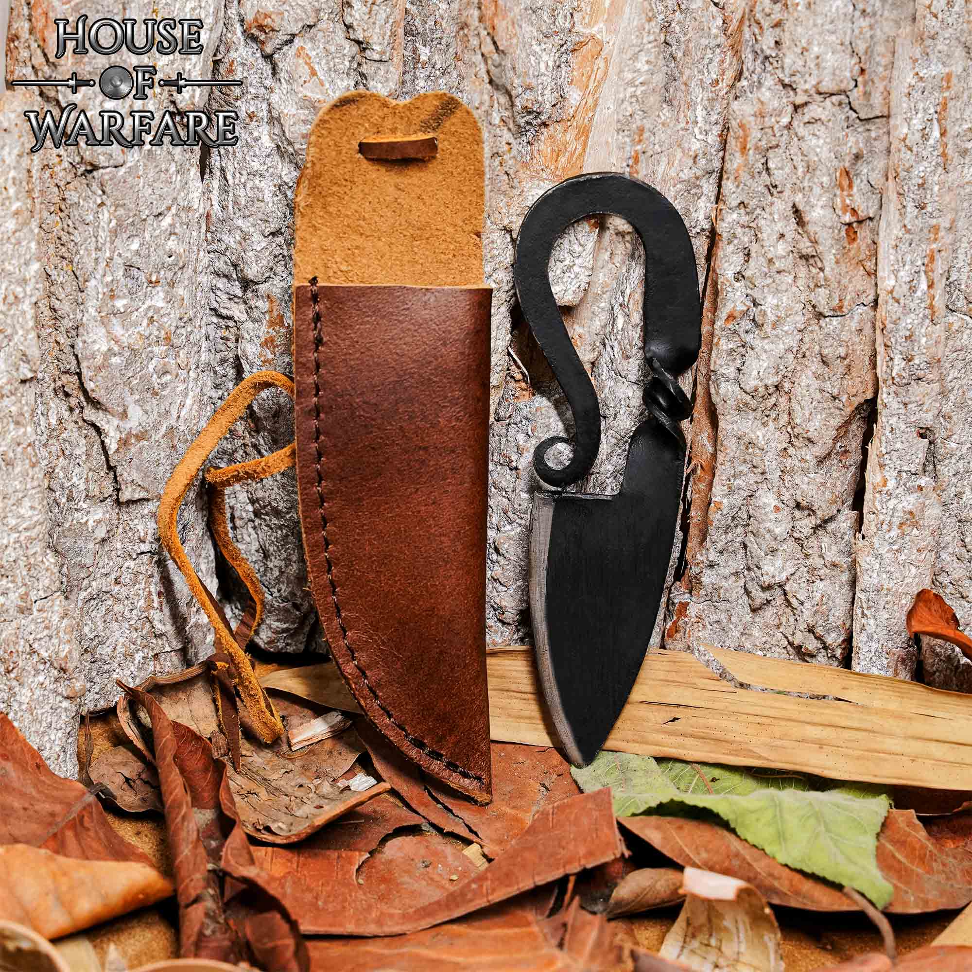 Cuchillo Medieval Forjado a Mano con Funda de Cuero Auténtico - Image 9