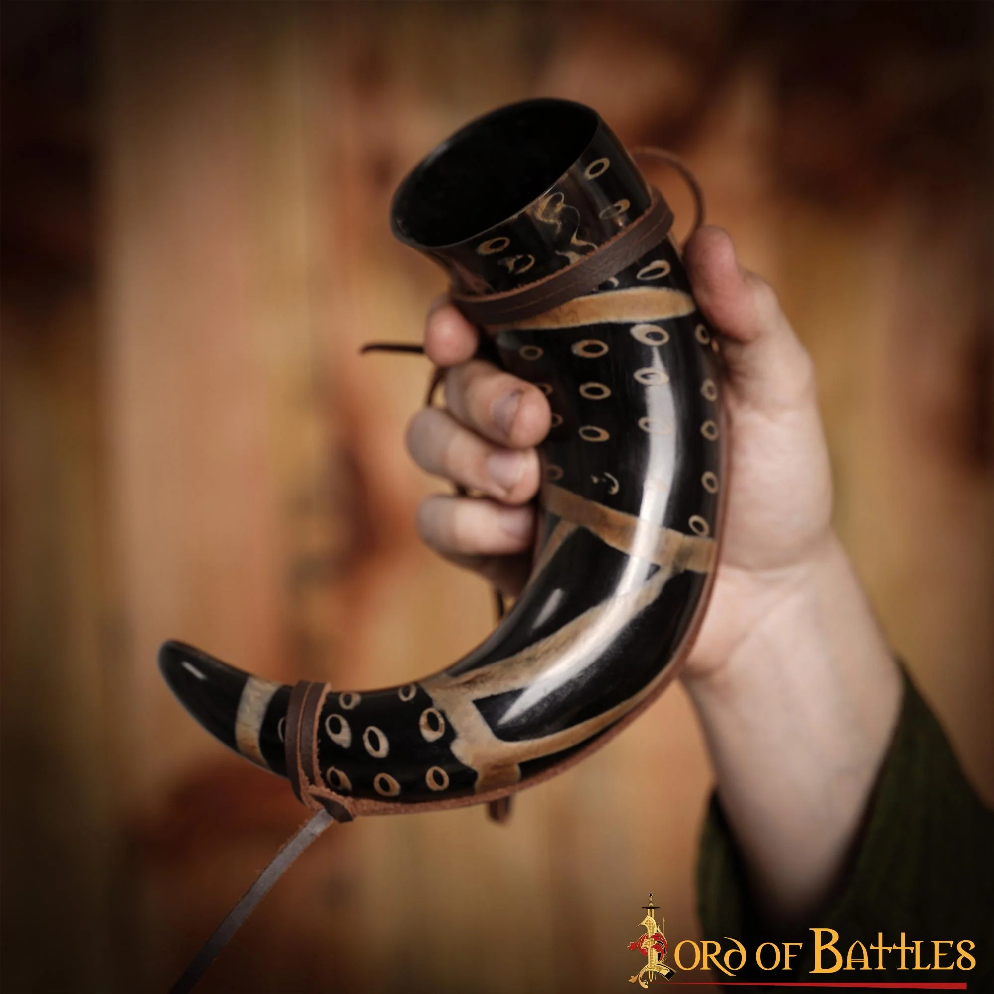 Cuerno Medieval para Beber 400 - 500 Ml con Cuerda de Cuero Hecho a Mano Verdadero Cuerno de Buey - Image 13