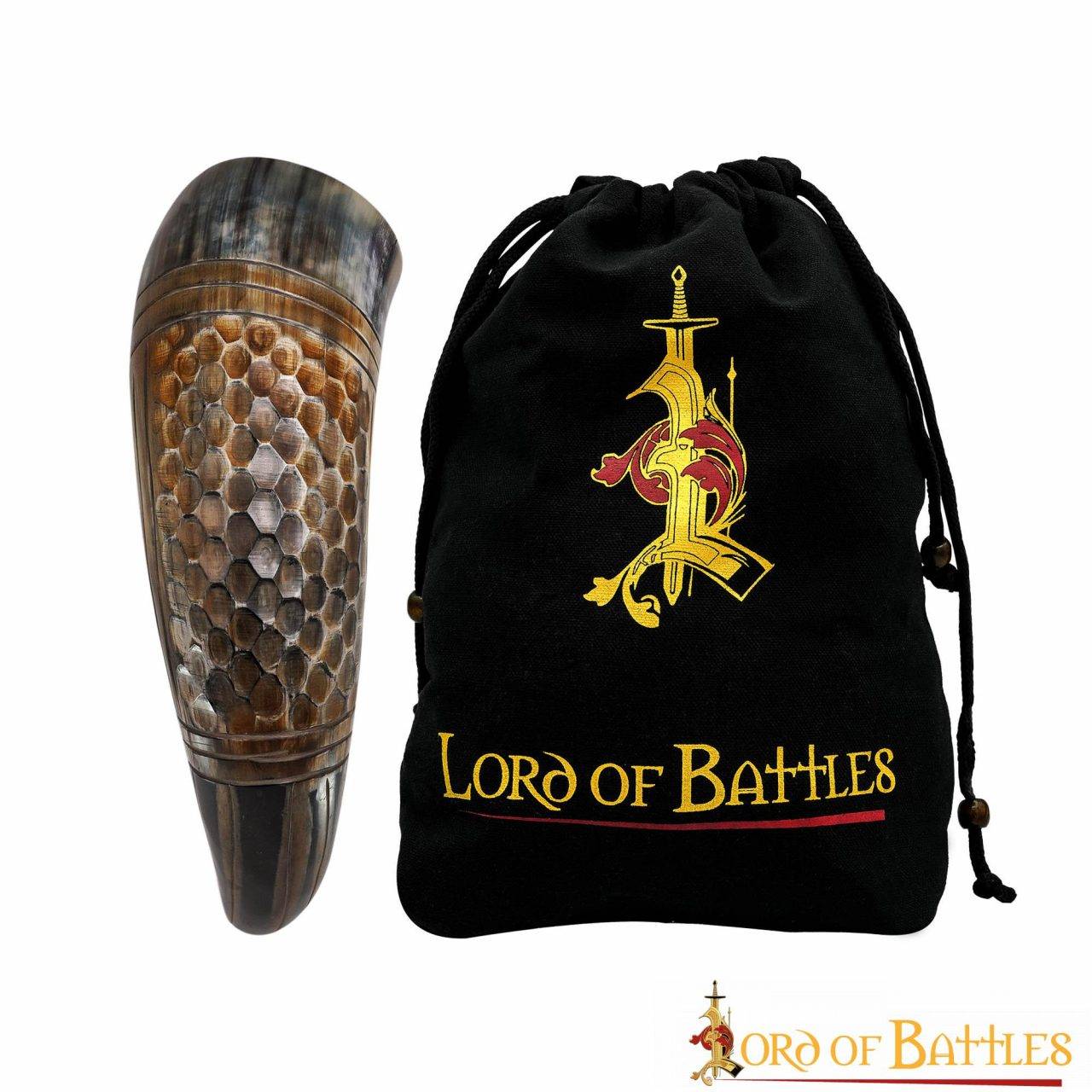 Cuerno Vikingo Artesanal - Grabado Panal, 500-600 Ml - Image 14