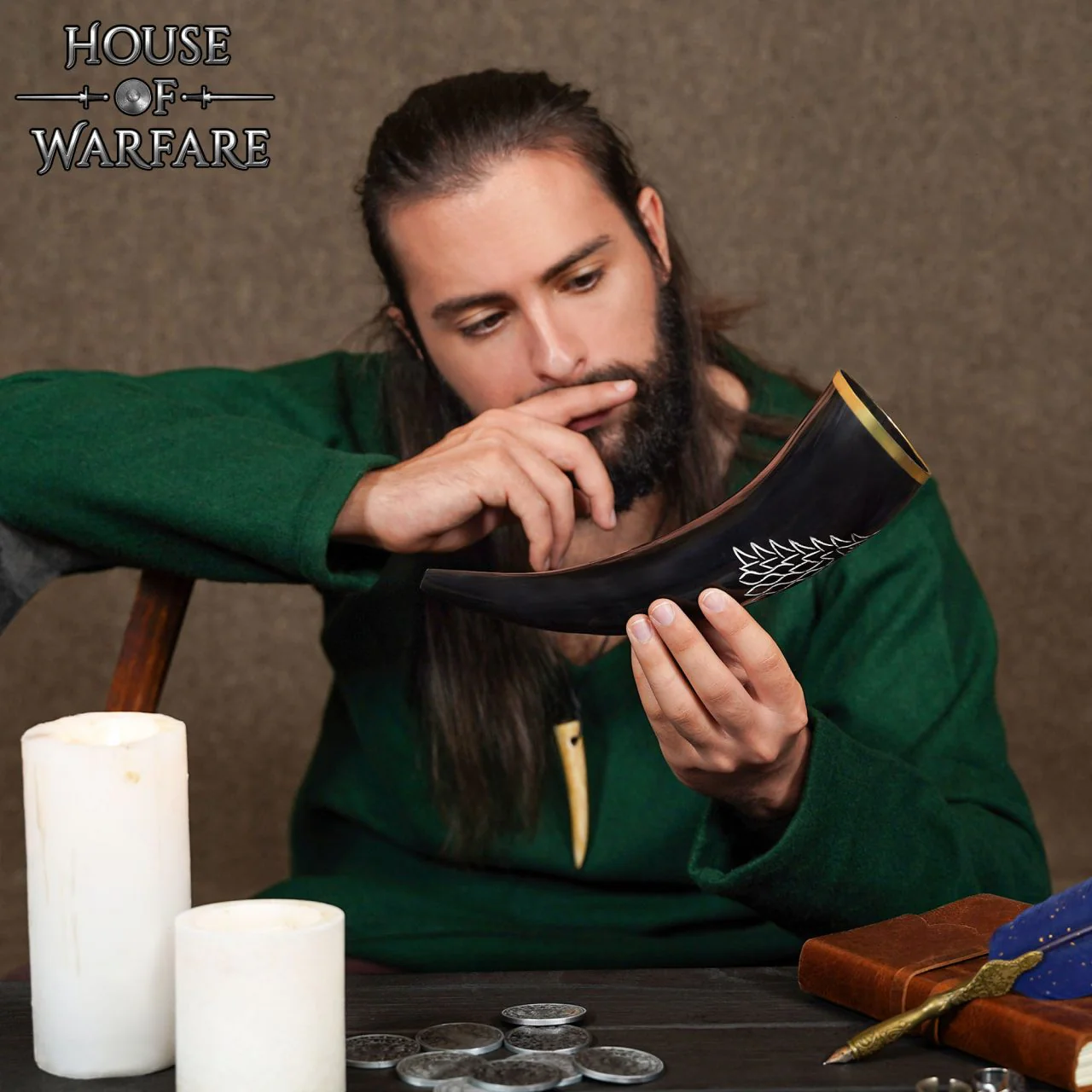 Cuerno Vikingo para Beber con Grabado y Diseño de Lobo - para Larp, Temas Vikingos - Image 5