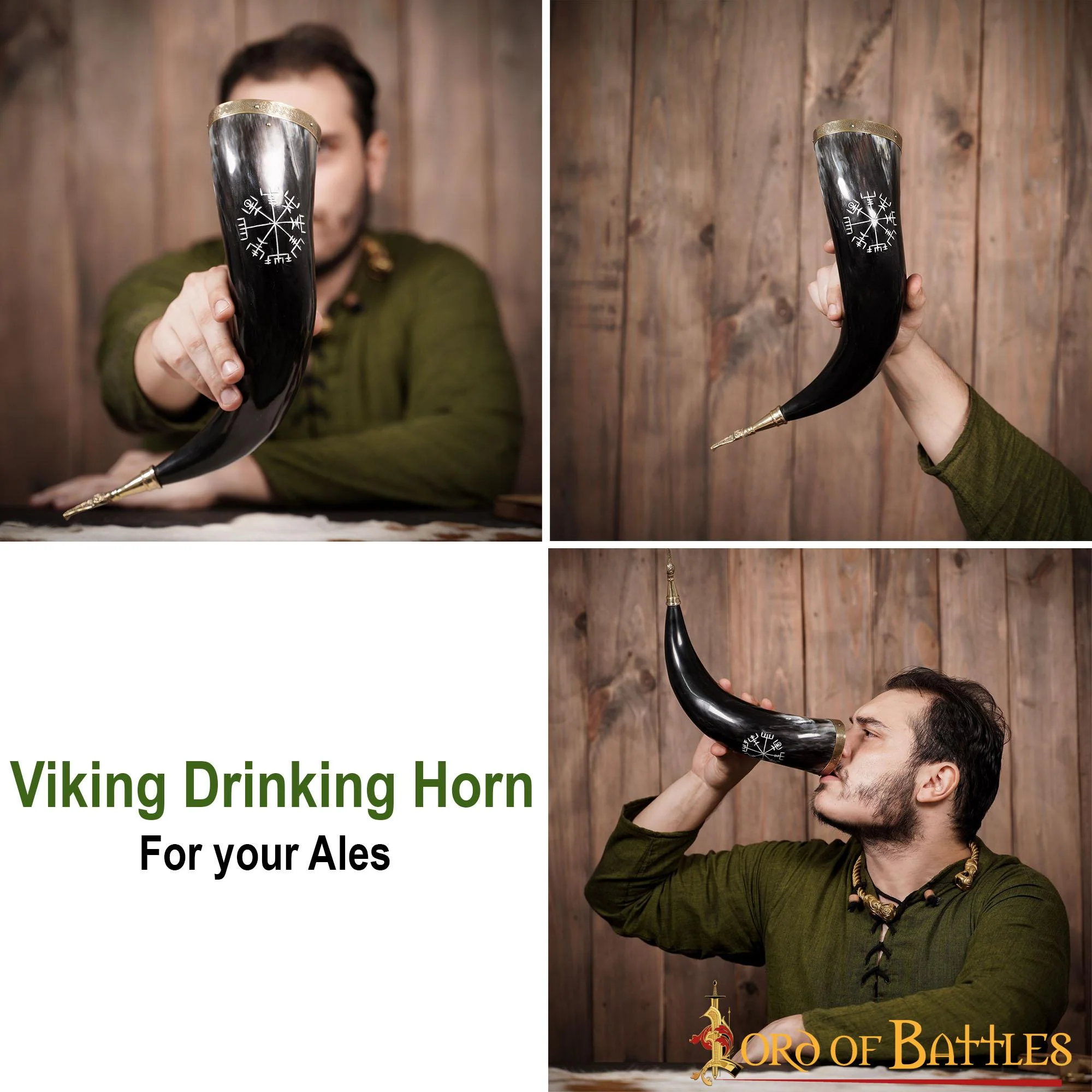 Cuerno Vikingo para Beber - Vegvísir y Latón - Image 19