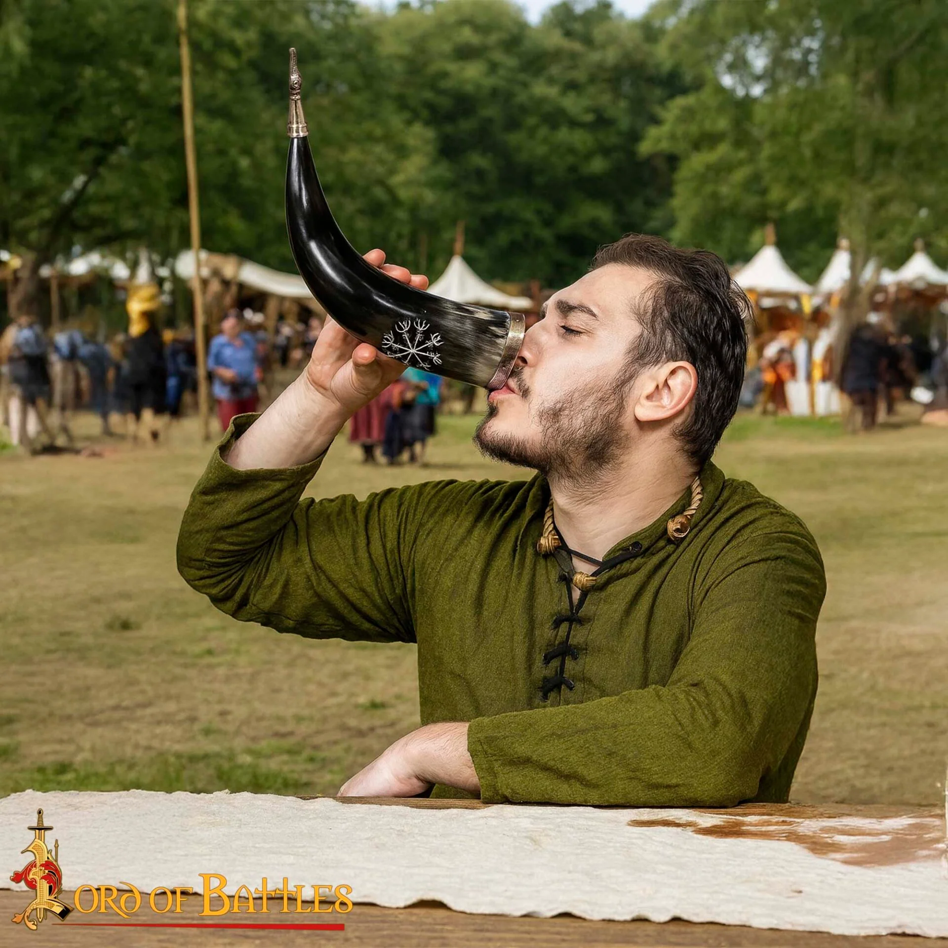 Cuerno Vikingo para Beber - Vegvísir y Latón - Image 26