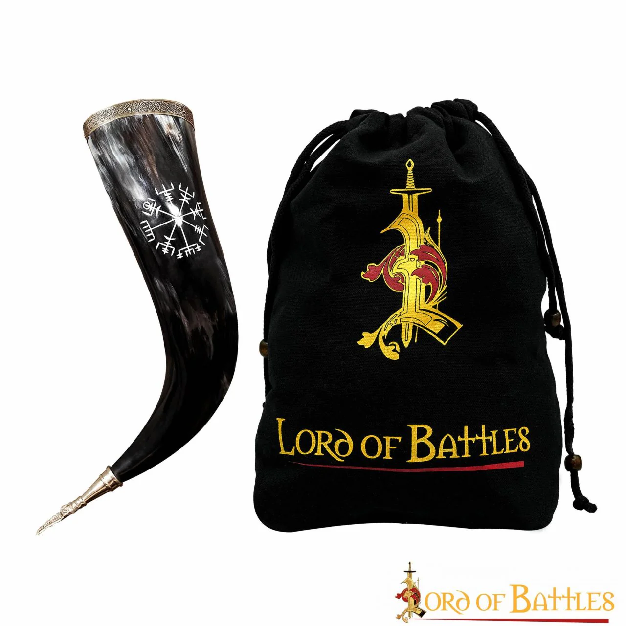Cuerno Vikingo para Beber - Vegvísir y Latón - Image 27