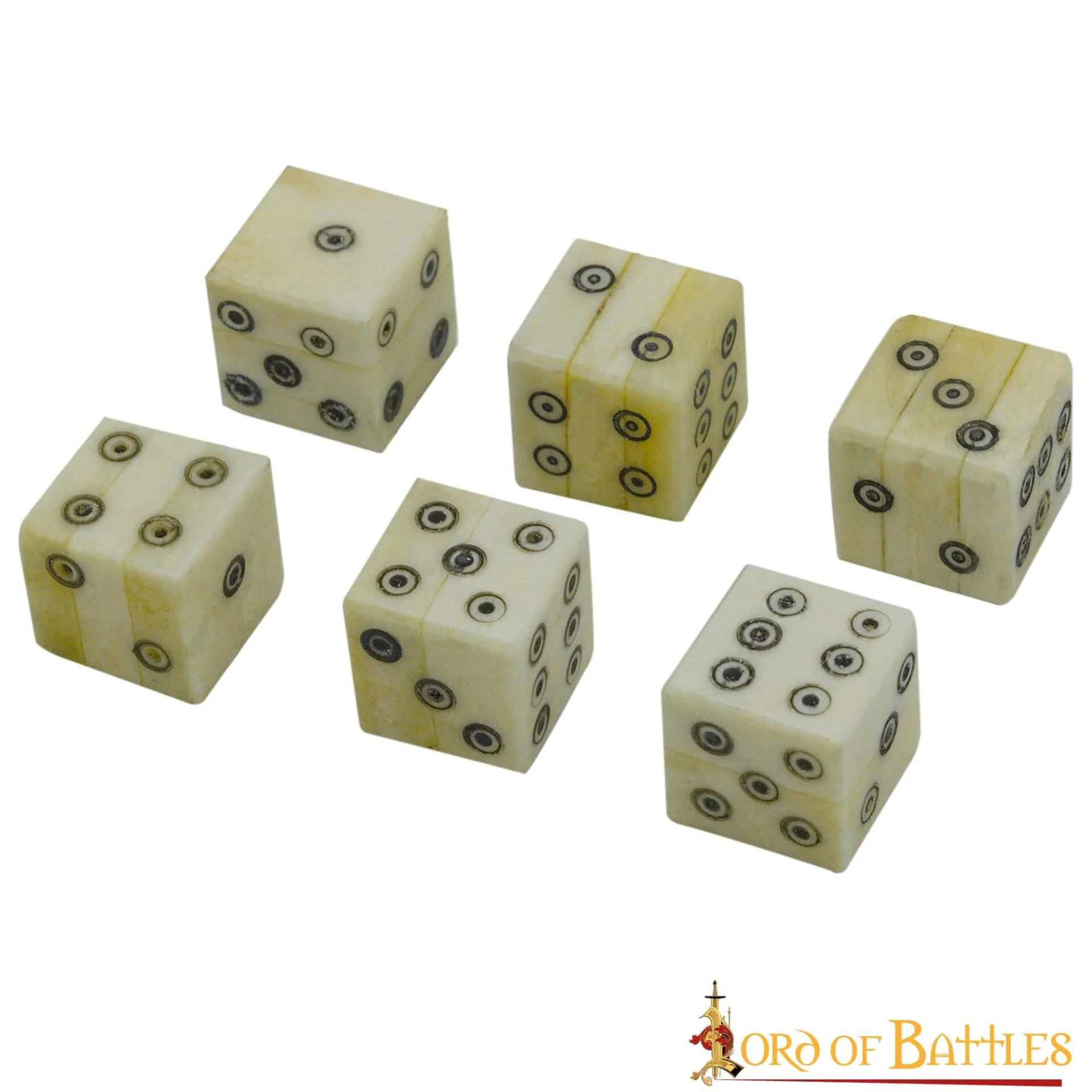 Dados Romanos de Hueso con Teselas - Juego de 6 Dados en Espiral Hechos a Mano (hueso Pulido) - Image 2