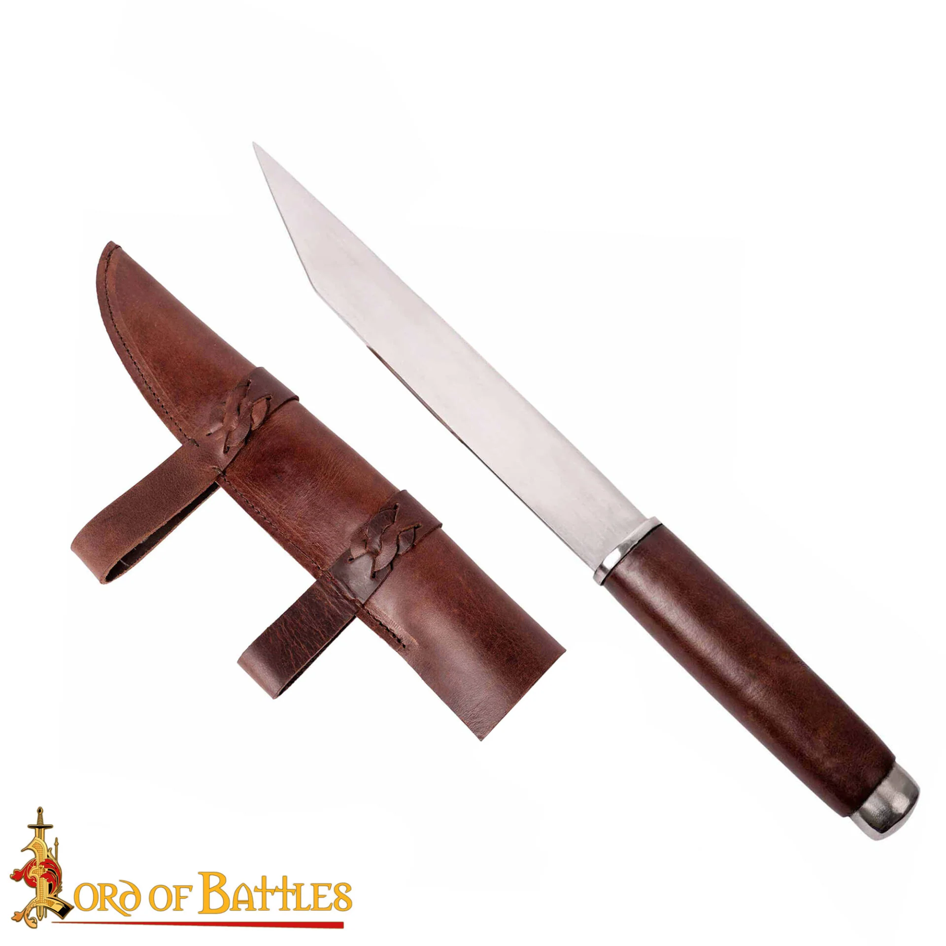 Daga Medieval Seax - Hoja de Acero Al Carbono Forjada a Mano con Funda de Cuero Marrón - Image 4