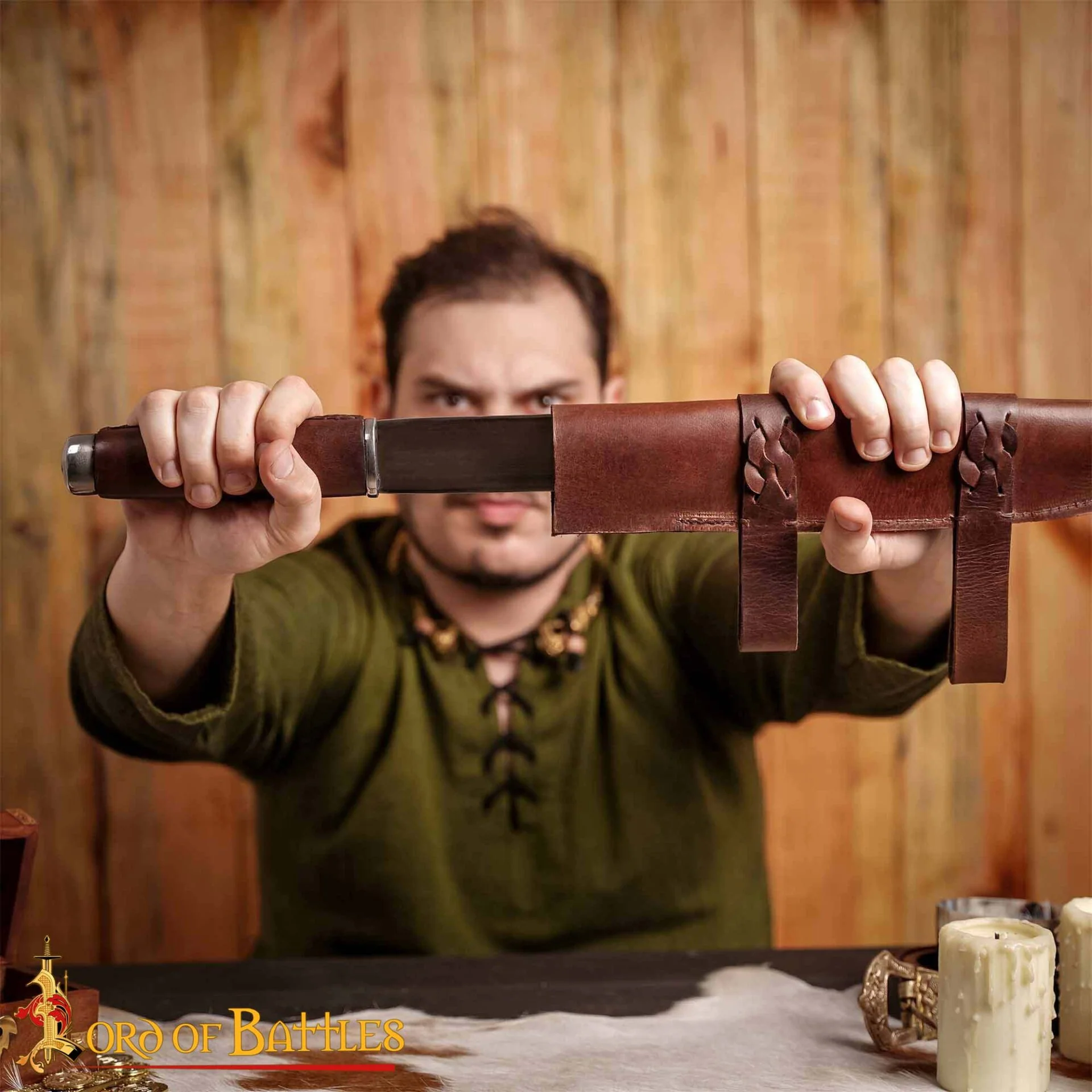 Daga Medieval Seax - Hoja de Acero Al Carbono Forjada a Mano con Funda de Cuero Marrón - Image 6