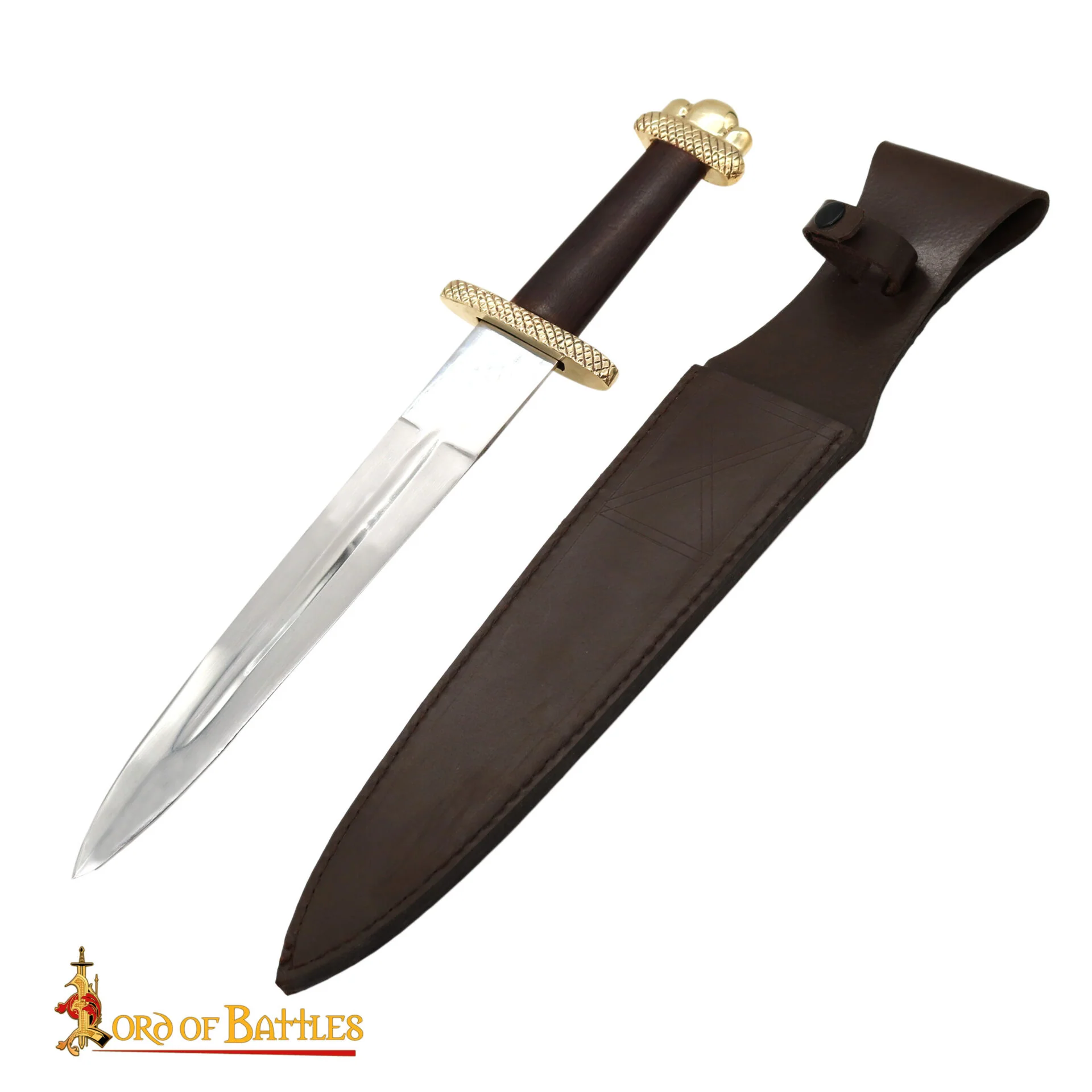 Daga Vikinga con Penacho Trilobulado de Latón Macizo Puro - Image 4