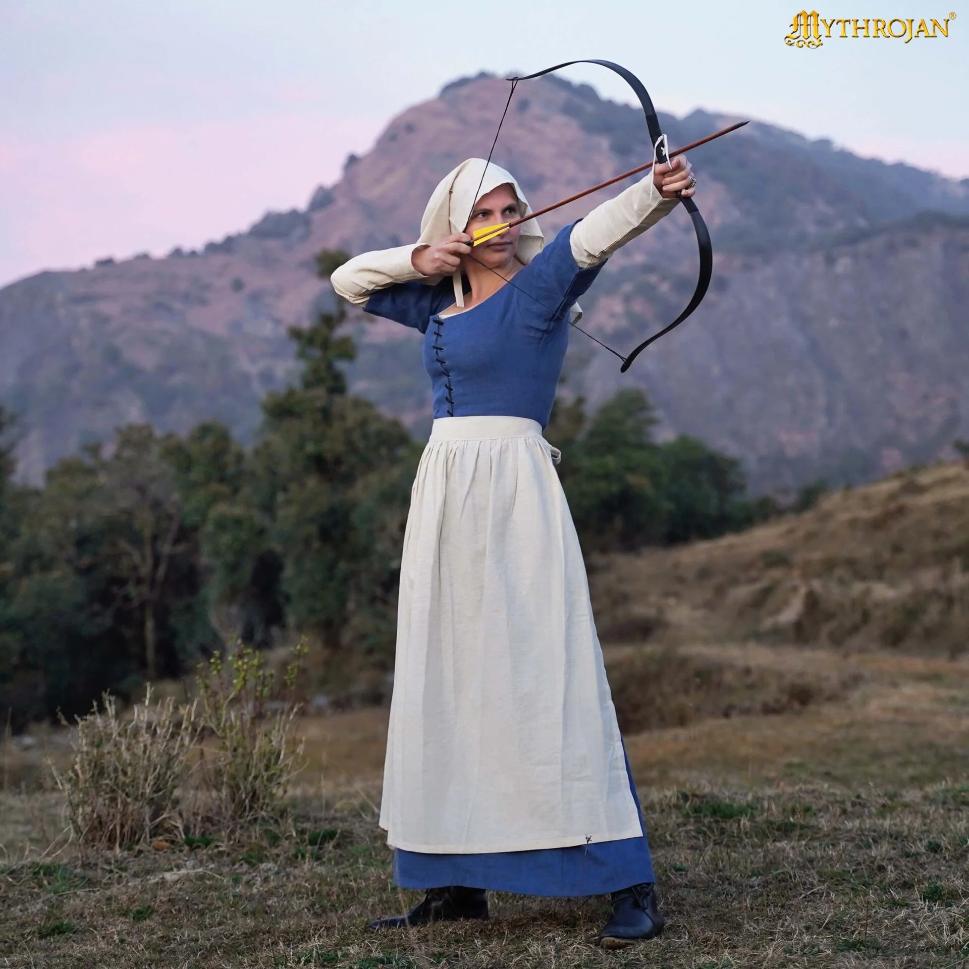 Delantal Medieval "la Hija del Campesino": Auténtica Vestimenta de los Siglos Xiv y Xv para Recreaciones, Larp, Sca E Historia Viviente. Mezcla de Lino y Algodón - Image 2