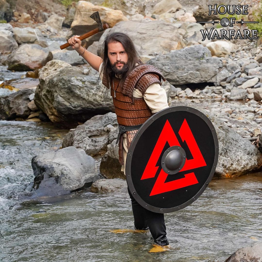 Escudo Vikingo Valknut - Madera y Acero Reforzado - Image 2