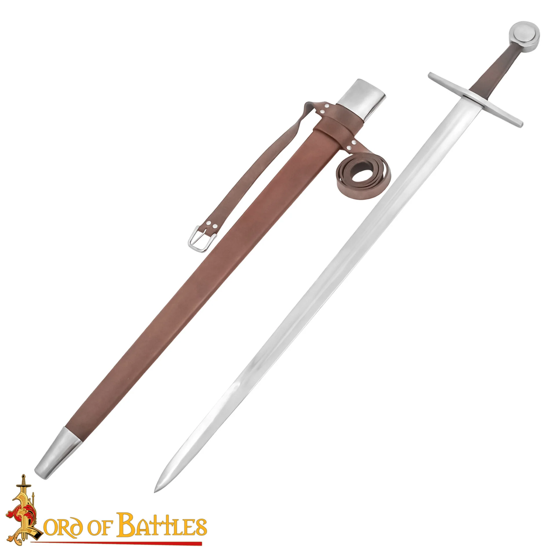 Espada Medieval Normanda Forjada a Mano Tradicionalmente con Pomo de Rueda - Hoja Funcional con Vaina de Cuero - Image 4