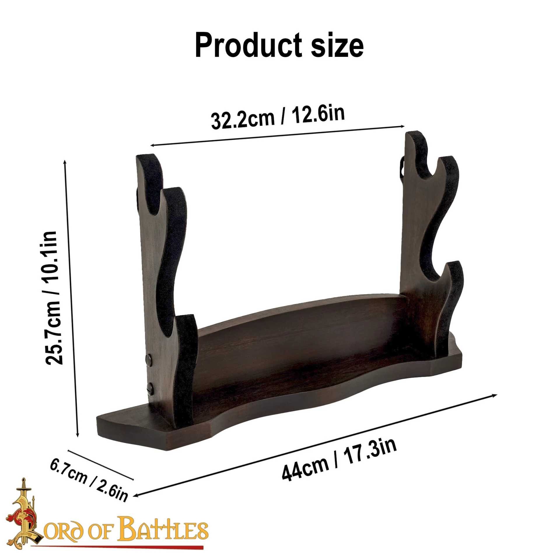 Expositor de Espadas de Madera Pulida de Dos Pisos - Soporte para Armas Medievales para Pared o Estantería - Image 3