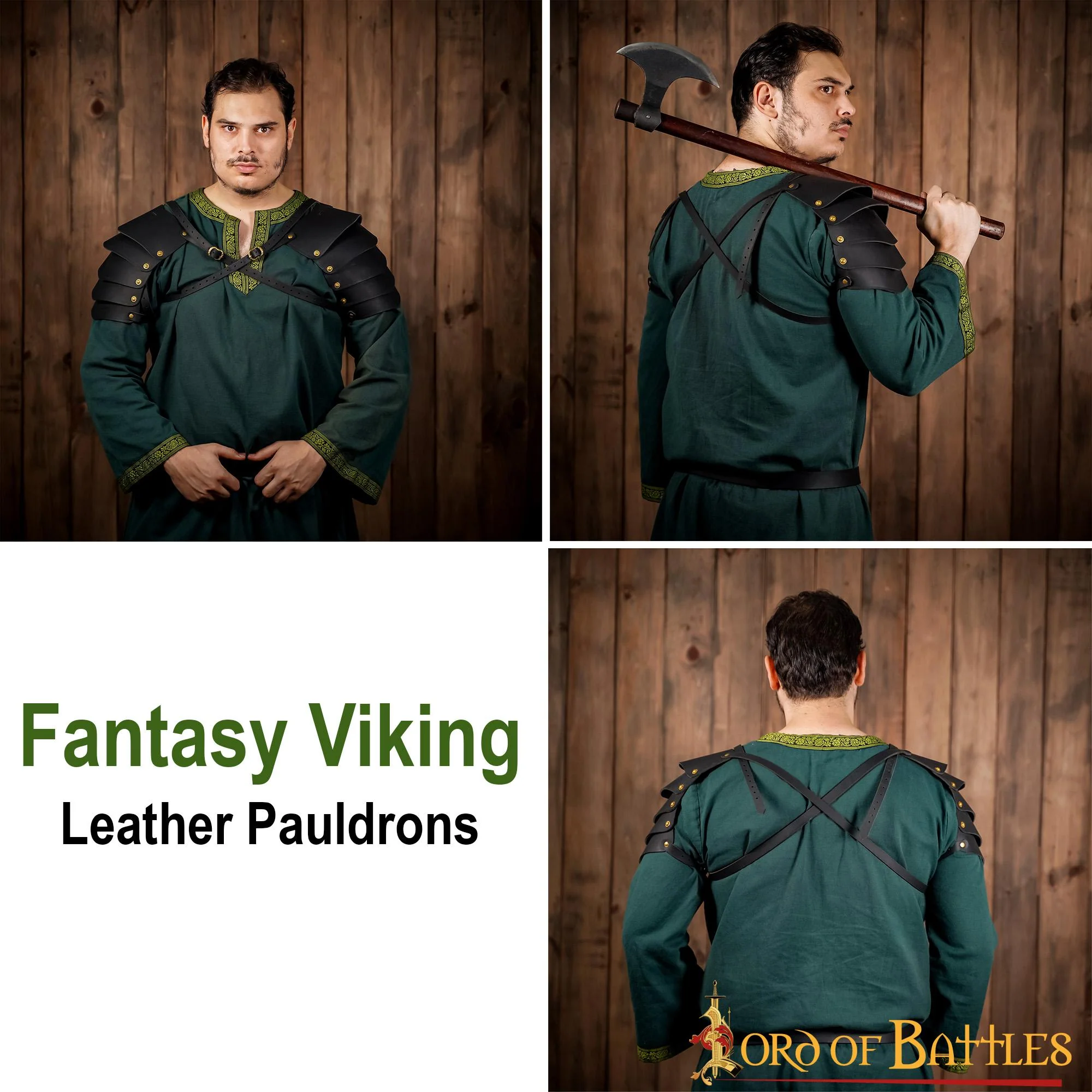 Fantasía Vikingo Pauldrons Cuero con Cinturones de Cuero Ajustables - Image 11