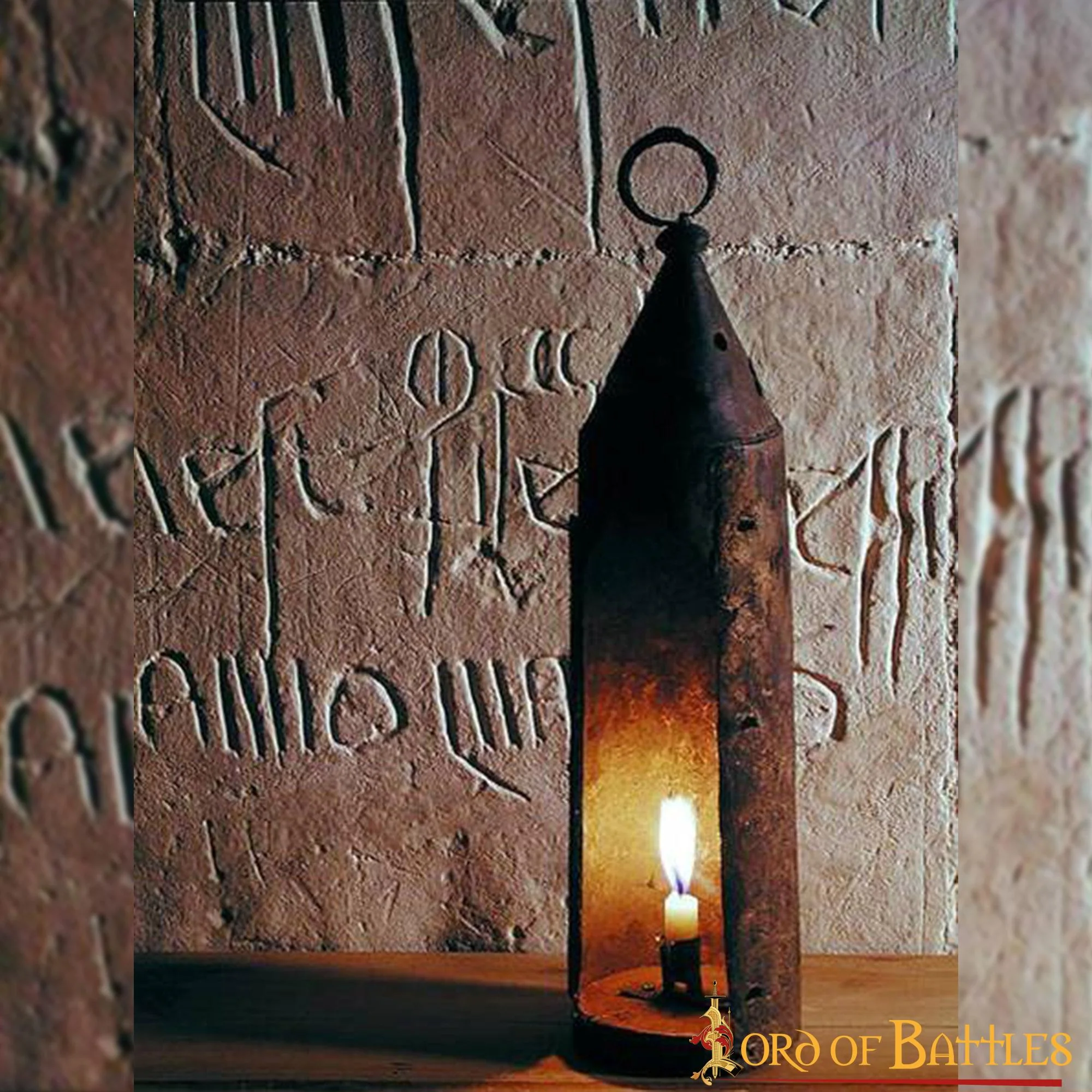 Farol Medieval de Hierro para Velas con Recortes de Trébol y Asa Anular - Image 12
