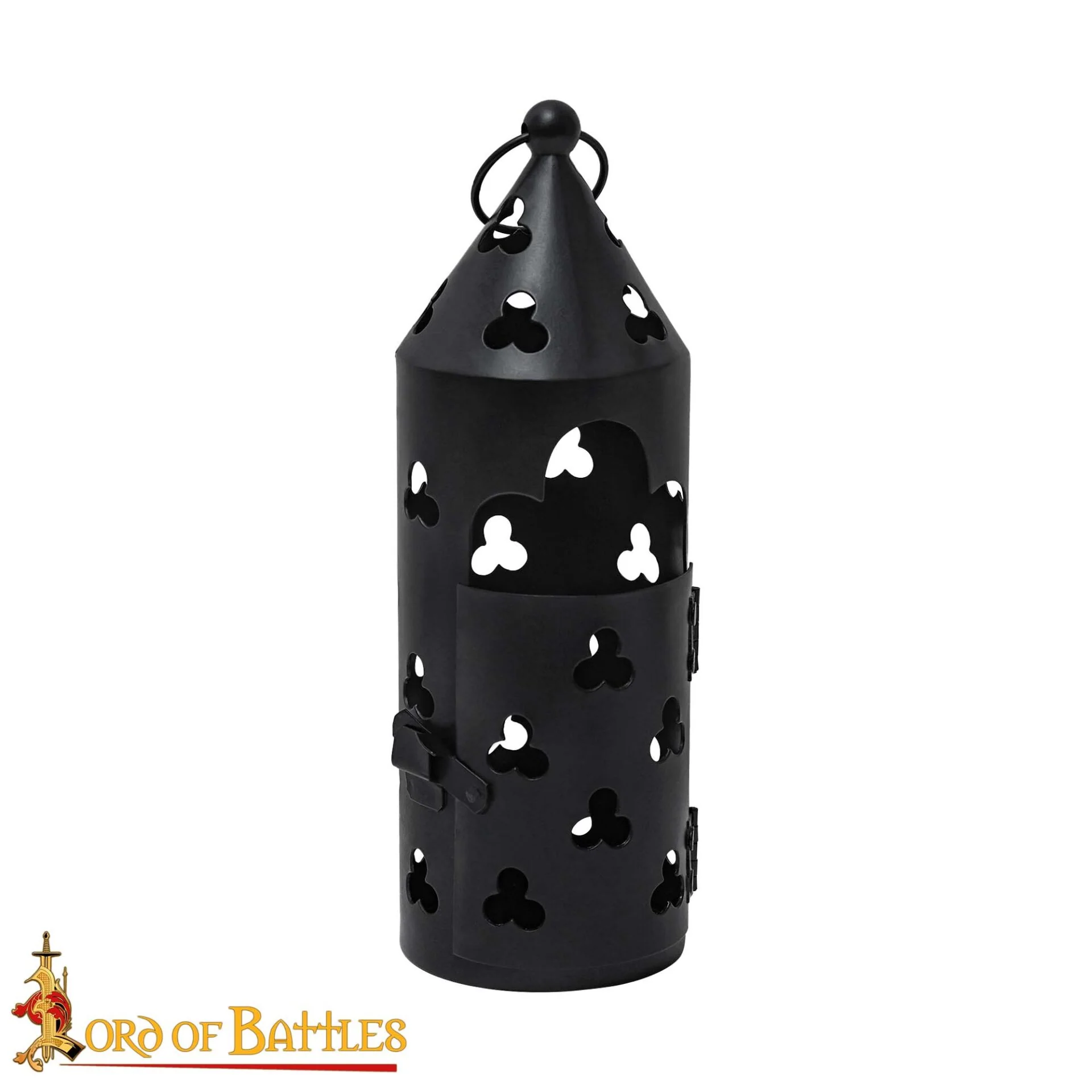 Farol Medieval de Hierro para Velas con Recortes de Trébol y Asa Anular - Image 15