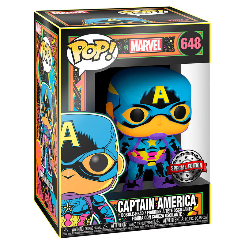 Figura Pop Marvel Captain America Black Light Exclusive - Image 2