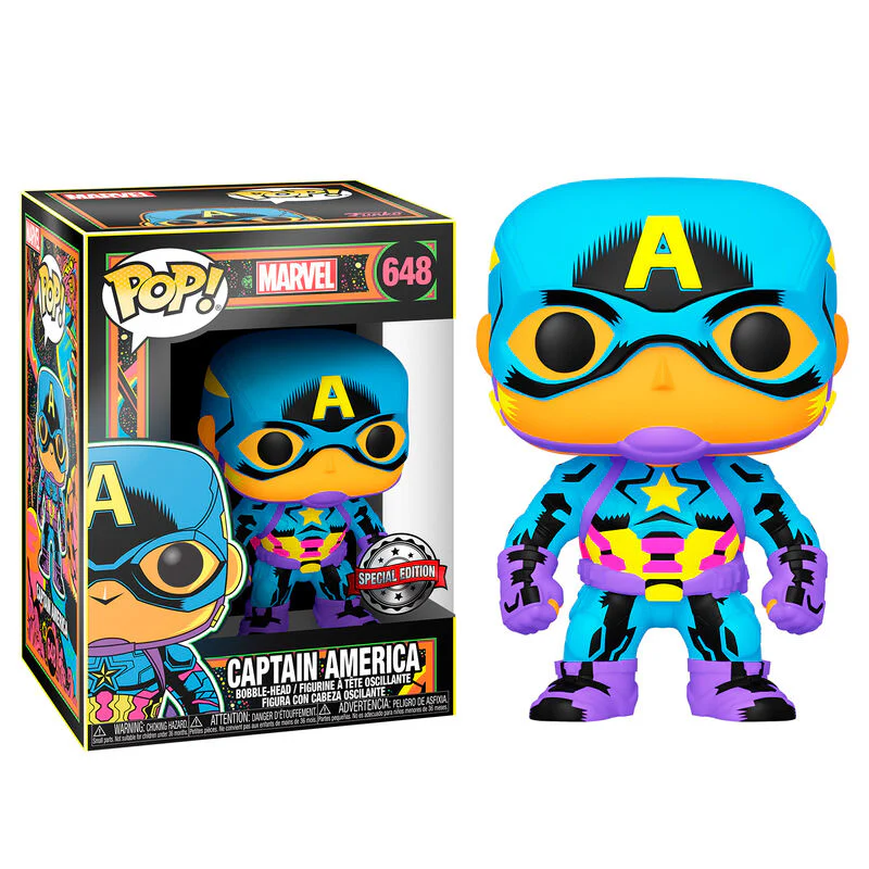 Figura Pop Marvel Captain America Black Light Exclusive - Image 3