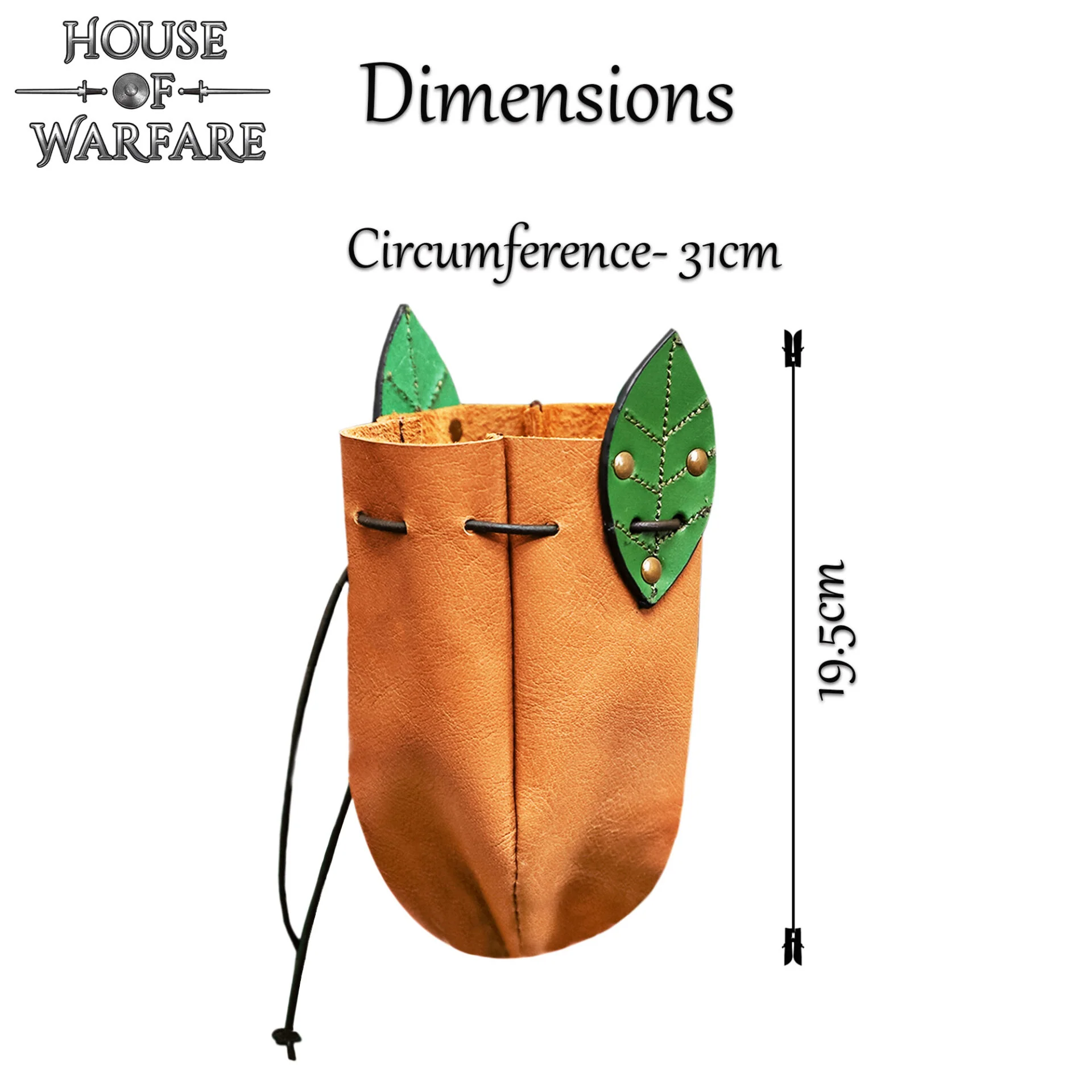 Funda Medieval de Cuero para Cinturón con Detalles de Hojas - Funda de Cordón Marrón Claro para Monedas y Accesorios - Image 3