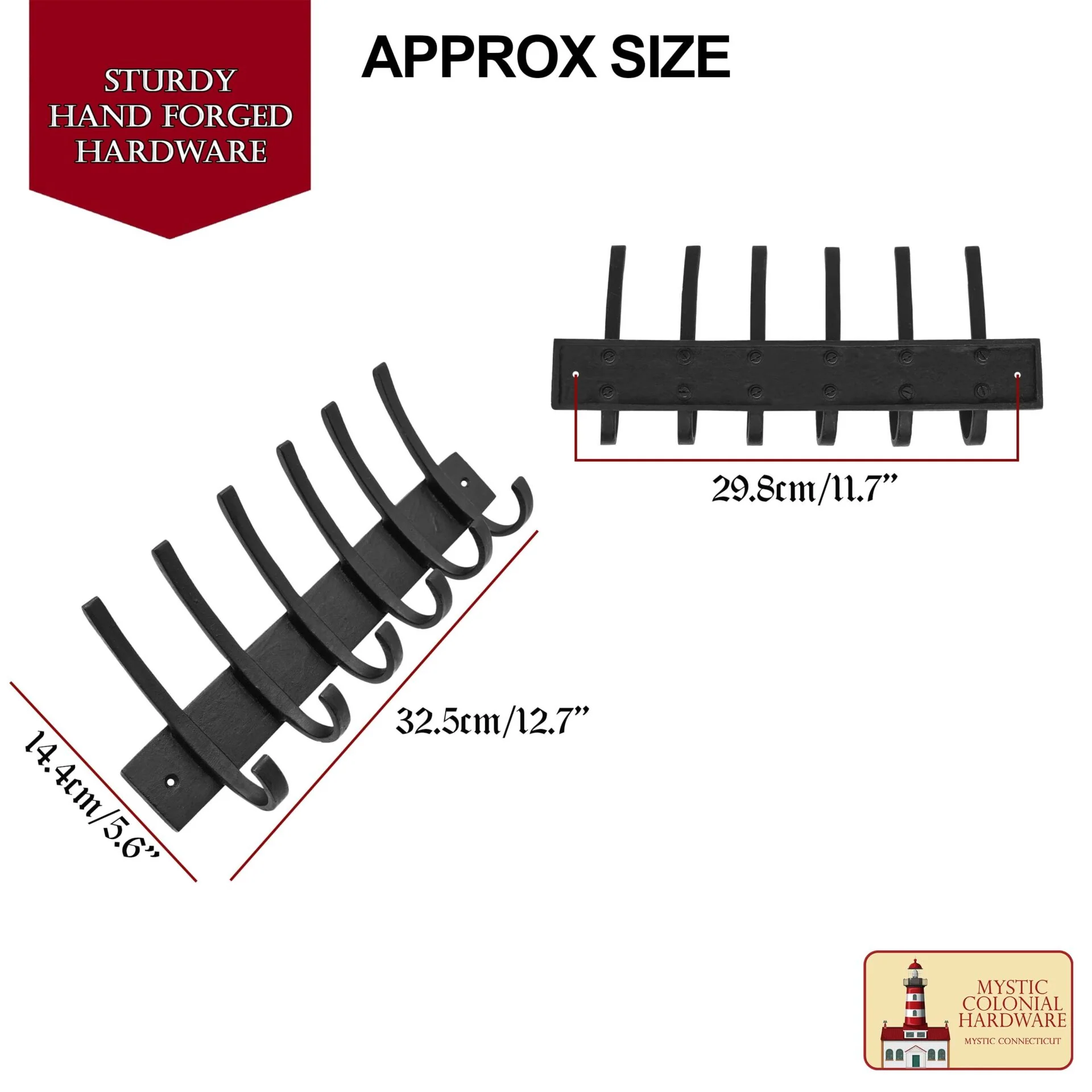 Ganchos de Pared Rústicos de Hierro Fundido, Ganchos Utilitarios Retro Resistentes para Colgar Abrigos, Bolsos, Toallas, Batas, Sombreros y Más : Negro - Image 3