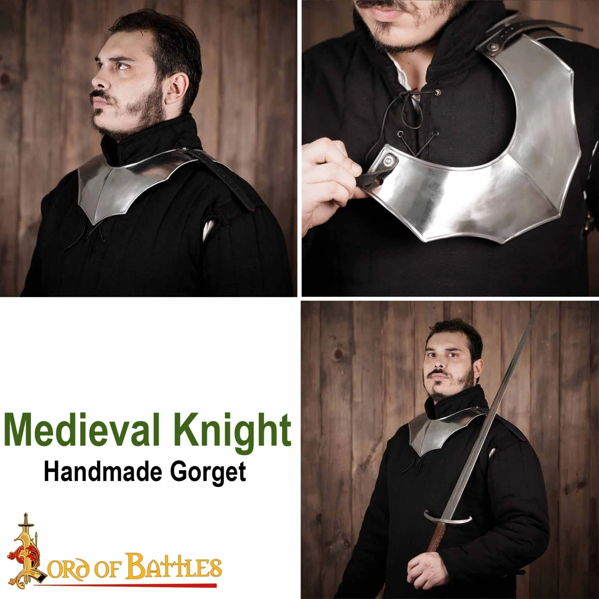 Gorget de Acero Medieval de Caballero Vengador - Image 20