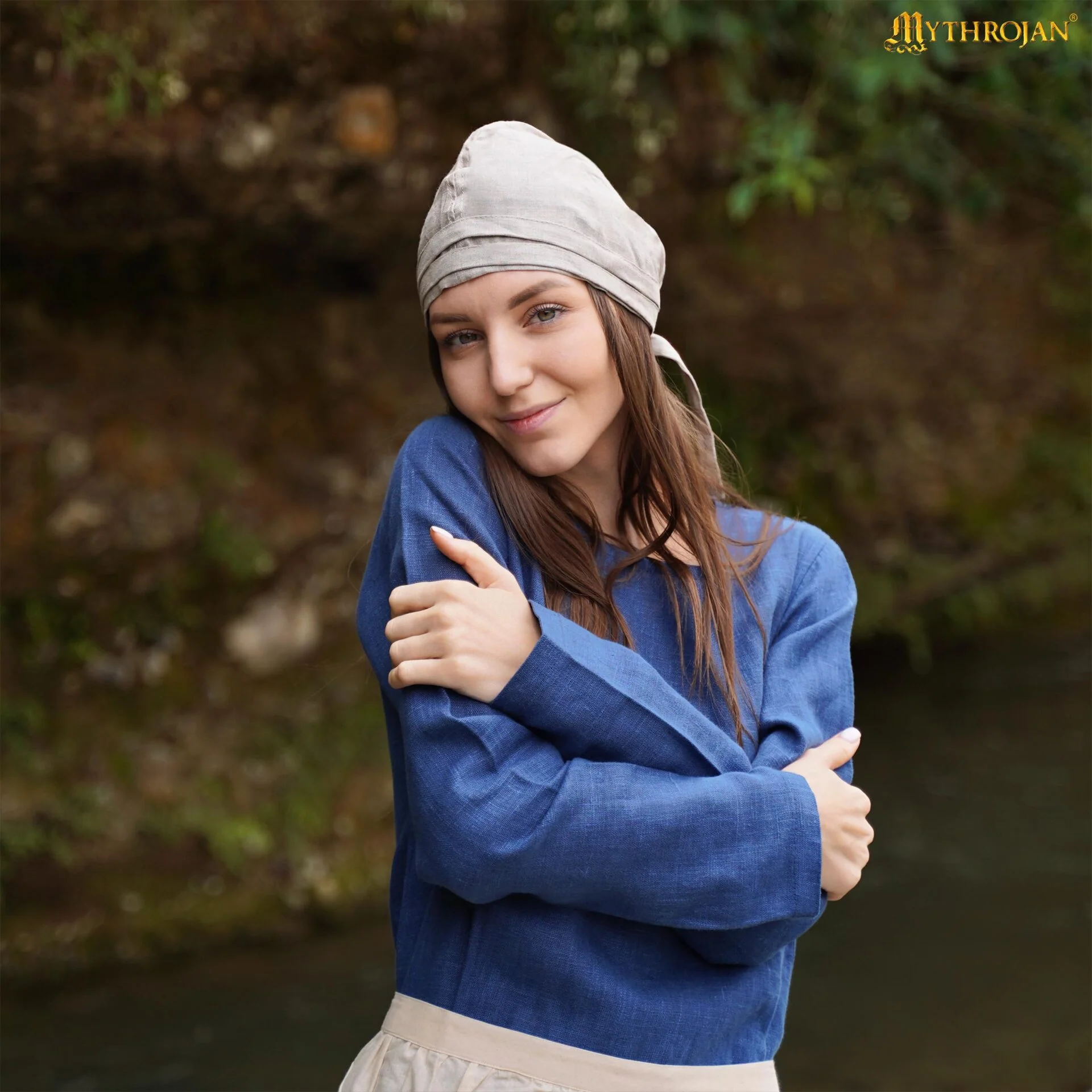 Gorro de Santa Birgita: Tocado Medieval Auténtico 100% de Lino para Recreaciones E Historia Viva
