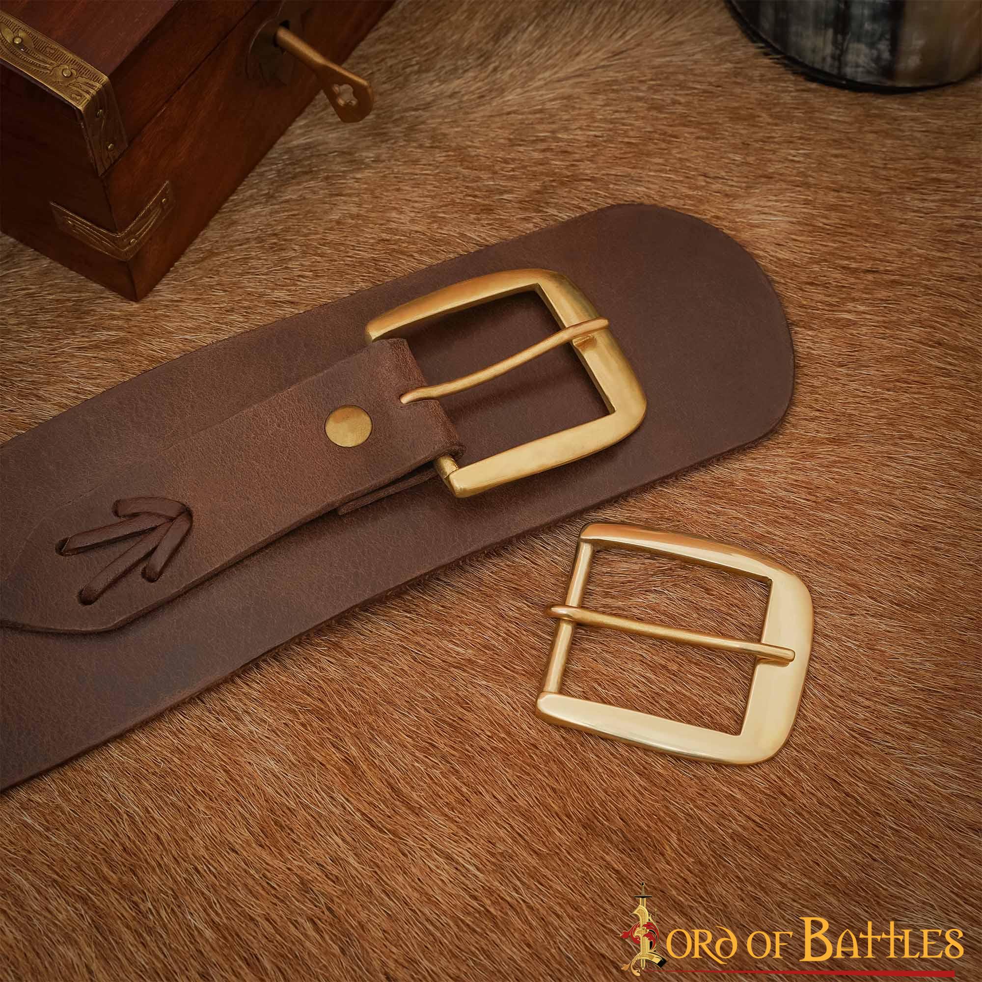 Hebilla Medieval de Latón para Cinturón - Marco Ancho para Marroquinería Histórica - Image 2