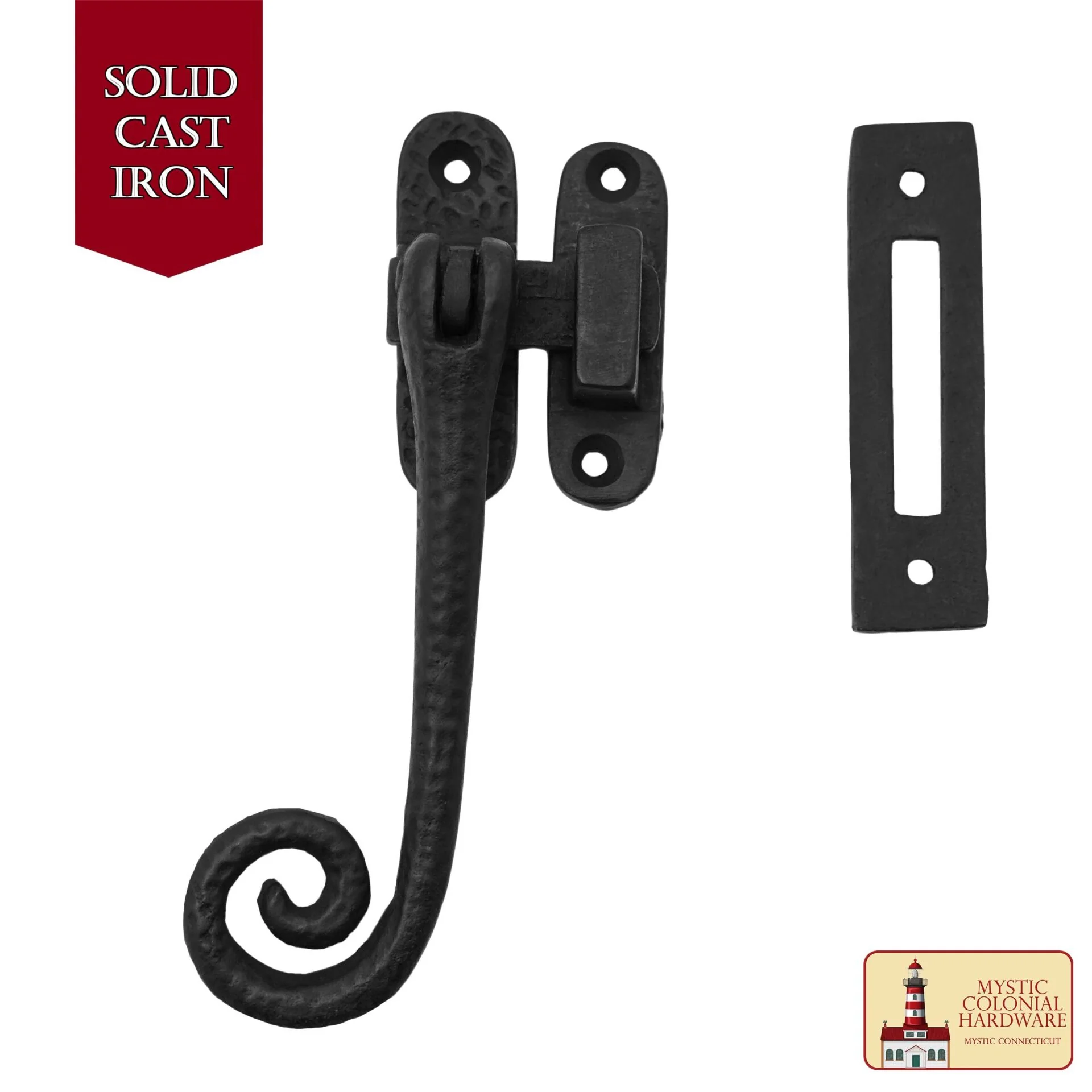 Hierro Fundido Negro Elegante Rizado Reversible Pestillo de la Ventana Abatible, Tamaño: 5.4 "x 2.2" - Image 4