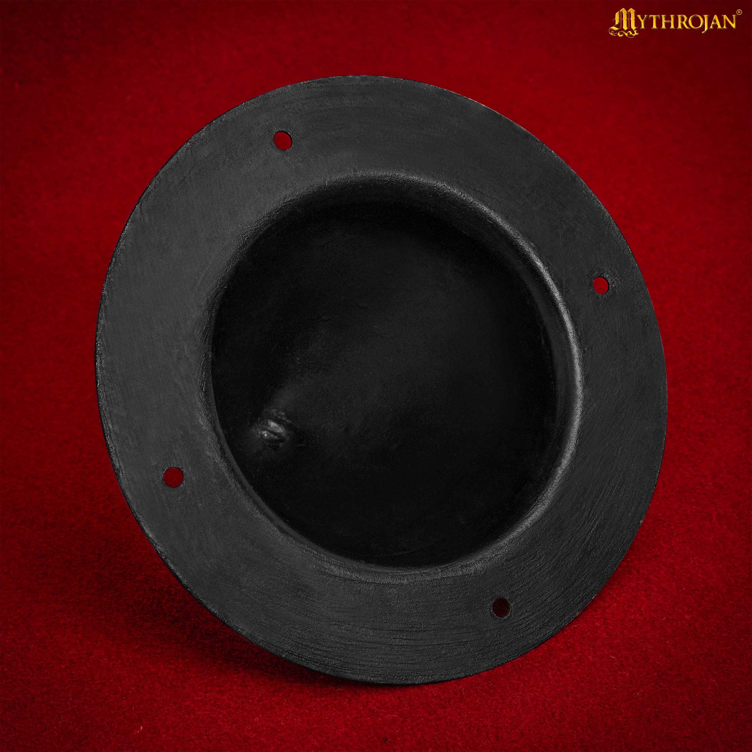 Jefe de Escudo Germánico - 8" Negro Antiguo, Acero Forjado a Mano con Remaches de Montaje - Image 4