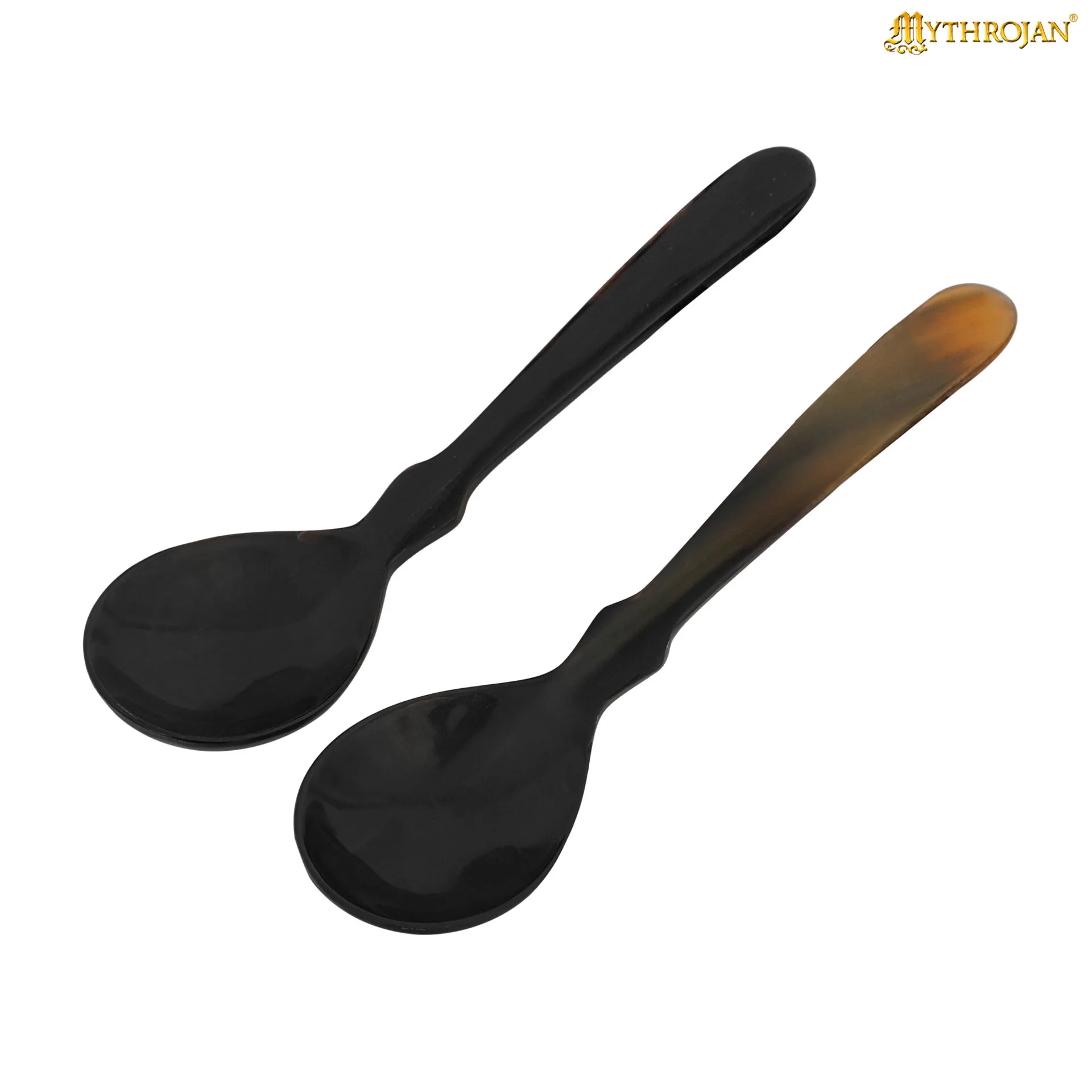 Juego de 2 Cucharas de Cuerno de Búfalo - Utensilios de Cuerno Natural Acabados a Mano (6.75") | Juego de Cucharas Medievales Vikingas Pulidas para Larp, Sca, y Temas Medievales - Image 11