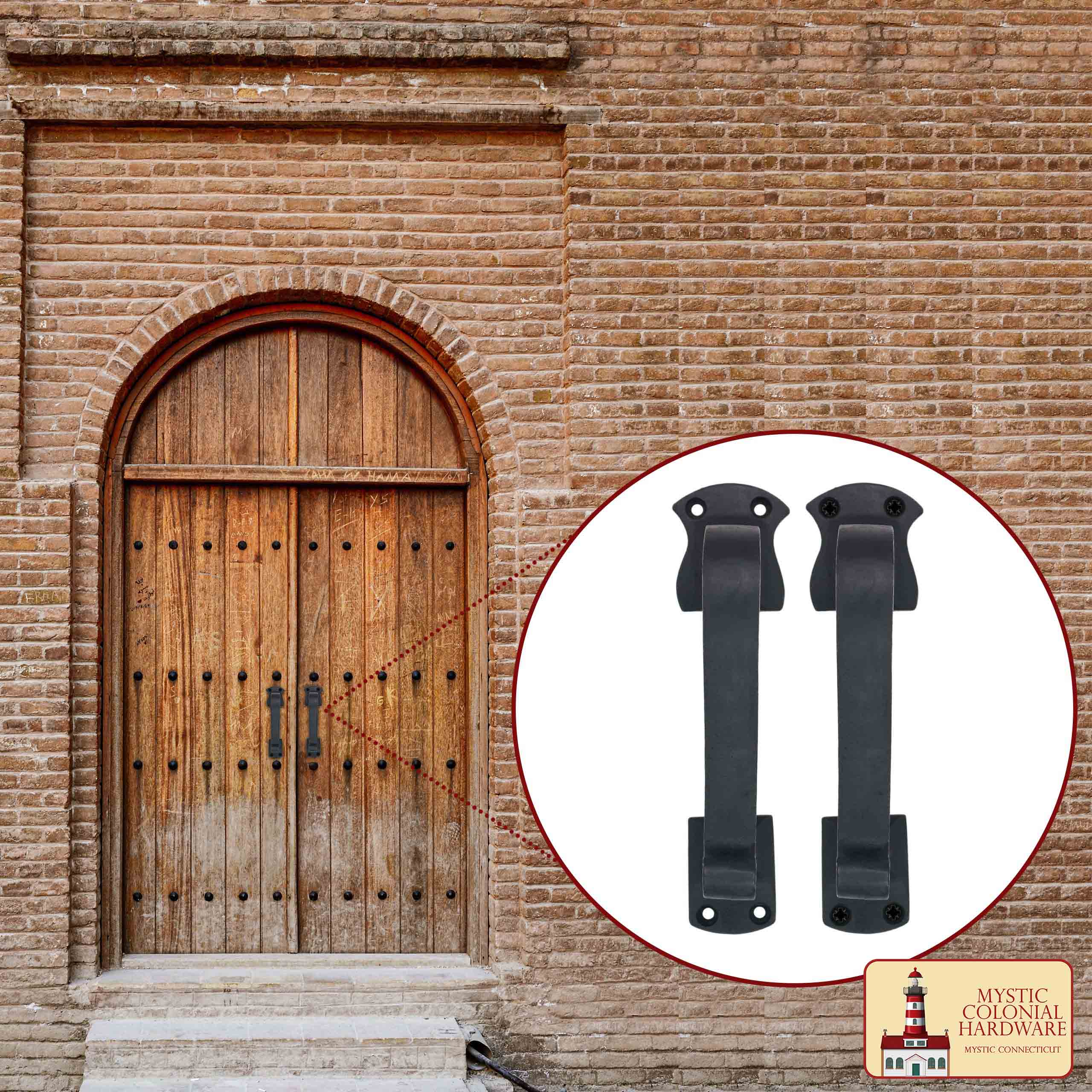 Juego de 2 Tiradores de Puerta de Hierro Fundido: Ideal para Puerta, Puerta de Cobertizo, Ventana, Cerca, Garaje, (16.5x3.8) Cm - Image 2