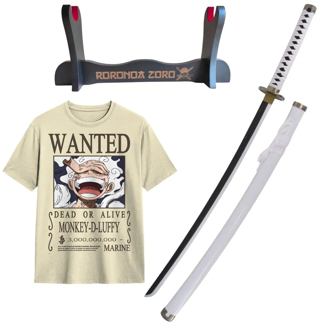 Pack Katana Decorativa Wado de Zoro + Camiseta Wanted Luffy de Regalo - Image 3