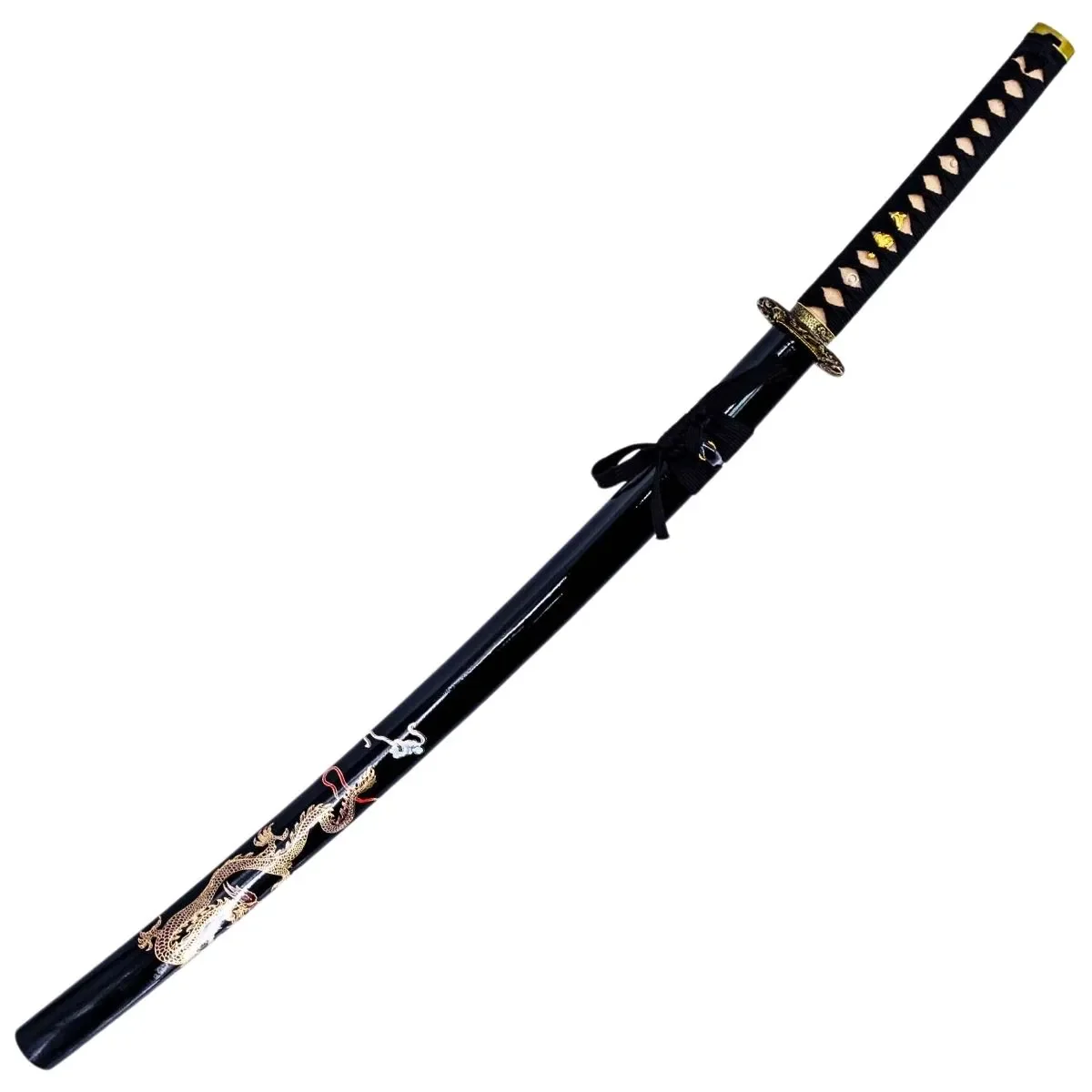 Katana Funcional de Acero al Carbono con Dragón Dorado - Image 2