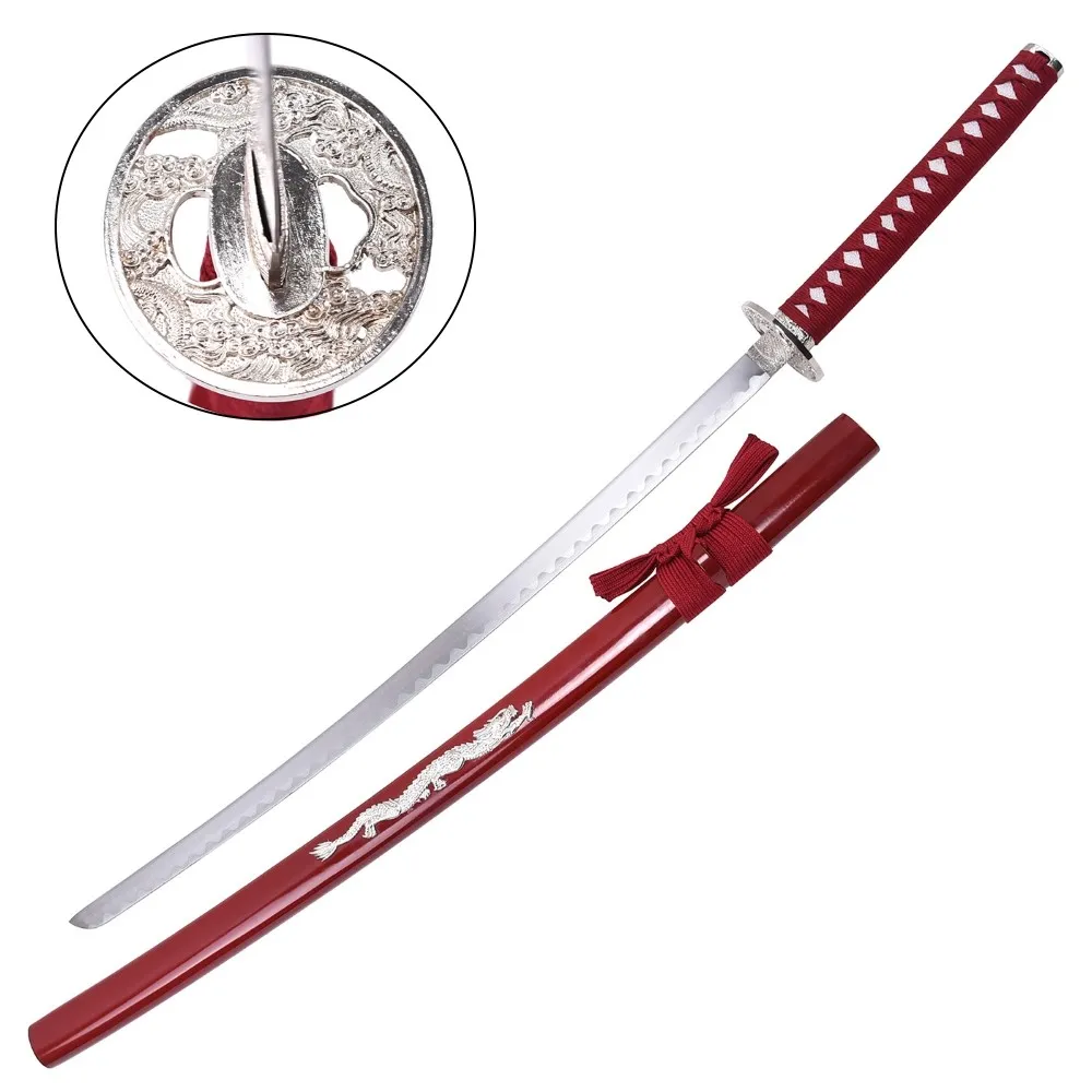 Katanas Decorativas Japonesas – Negra y Roja - Dragón de Diamante - Image 2