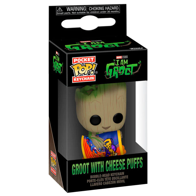Llavero Pocket Pop Marvel I Am Groot - Groot With Cheese Puffs