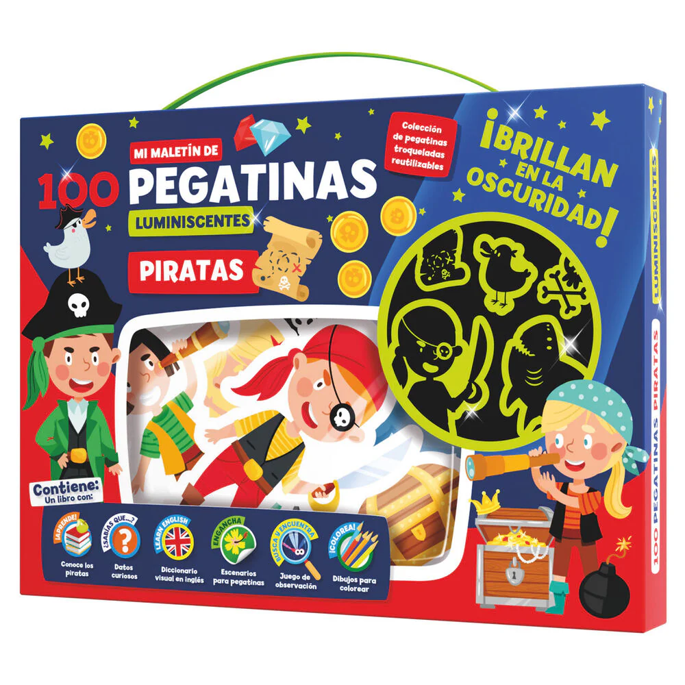 Maletin 100 Pegatinas Luminiscentes Piratas