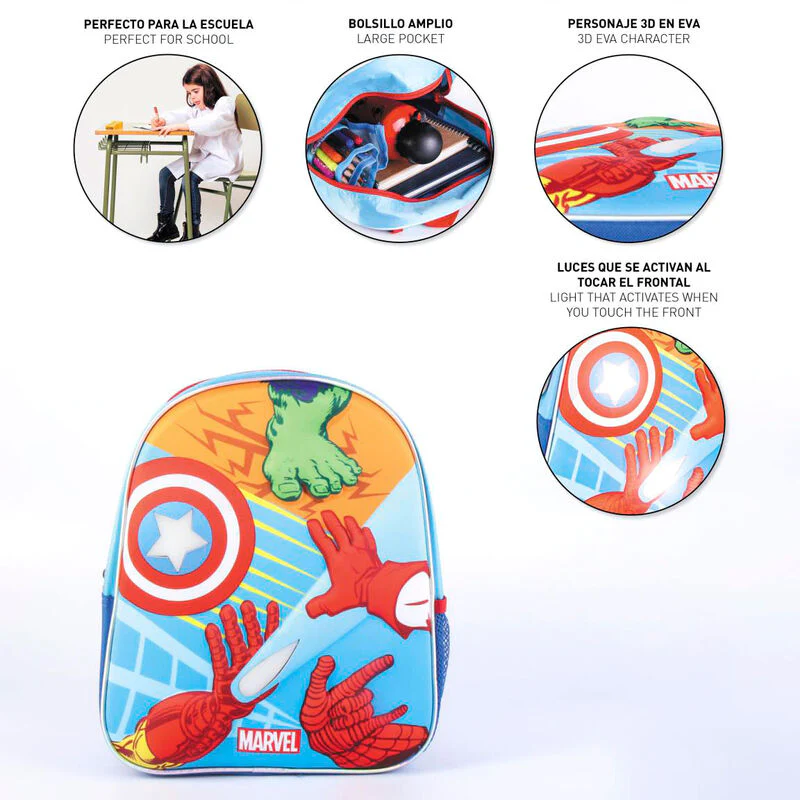Mochila 3D Luces Los Vengadores Avengers Marvel 31Cm - Image 4