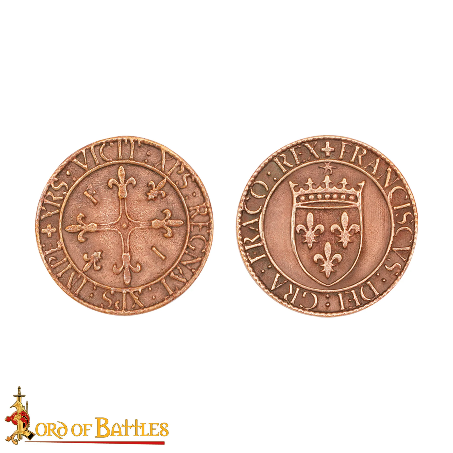 Monedas de Bronce Macizo de Inspiración Histórica con Motivos de Carlos Vii de Francia - Image 3