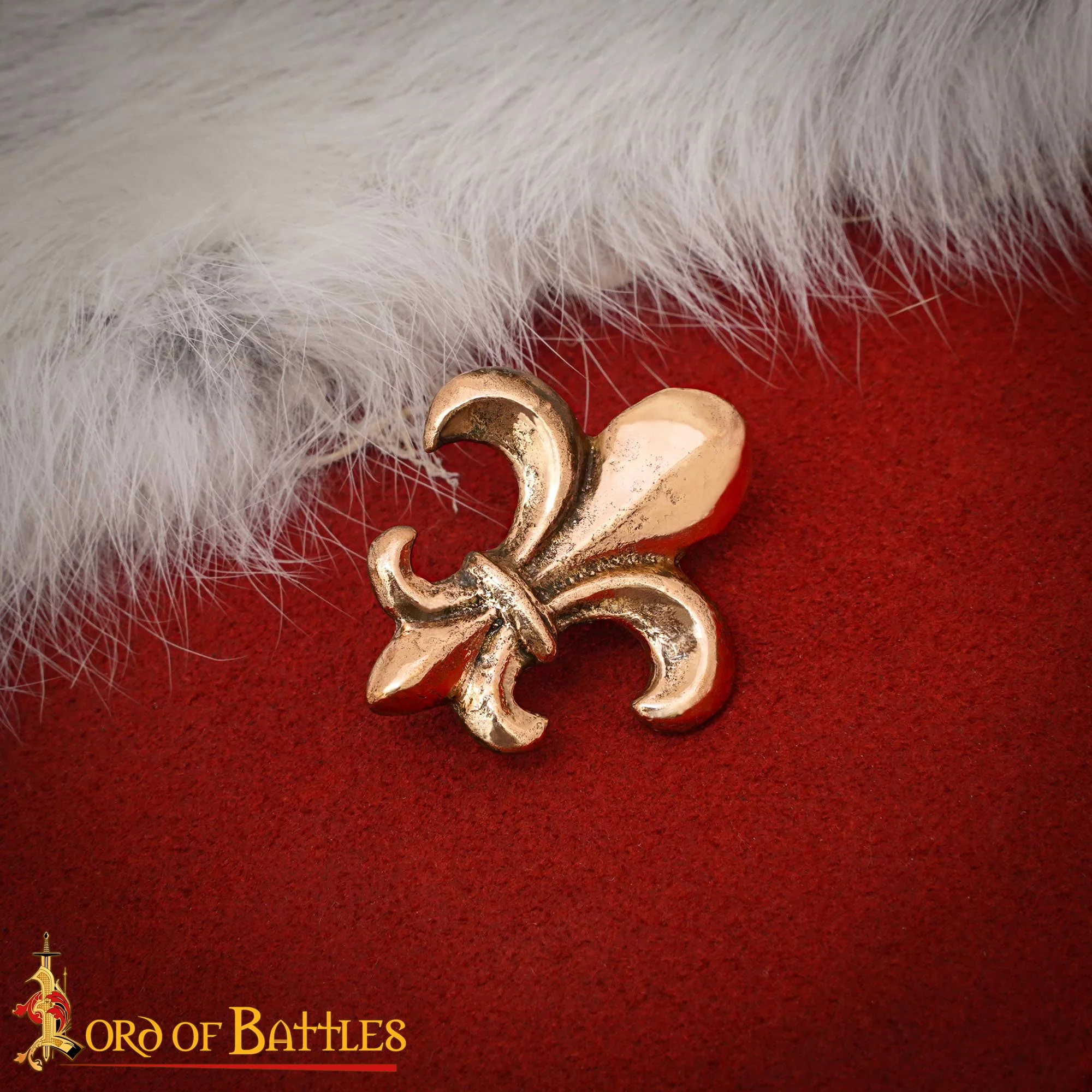 Montura Medieval para Cinturón - Emblema de la Flor de Lis de Bronce (reverso de 2 Clavijas) - Image 4
