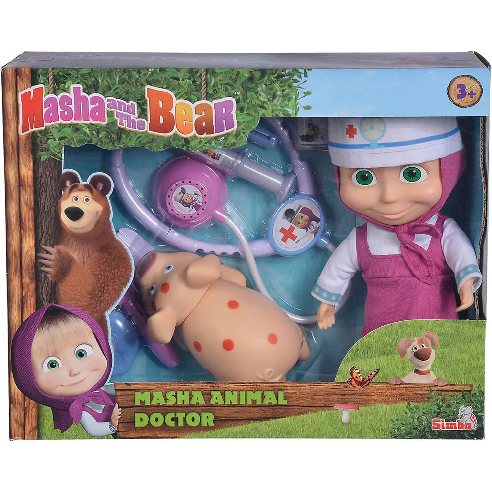 Muñeca Masha Veterinaria Masha Y El Oso 23Cm