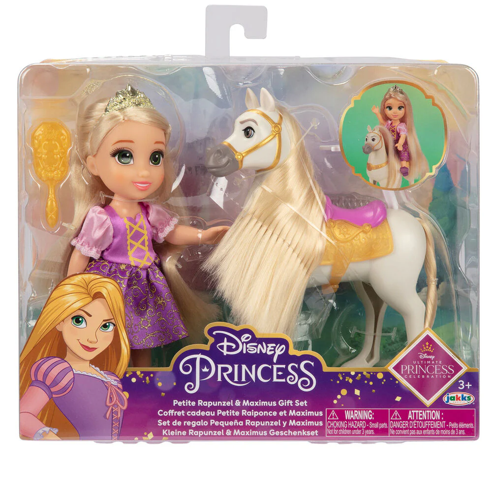 Muñeca Rapunzel + Maximus Enredados Disney 15Cm