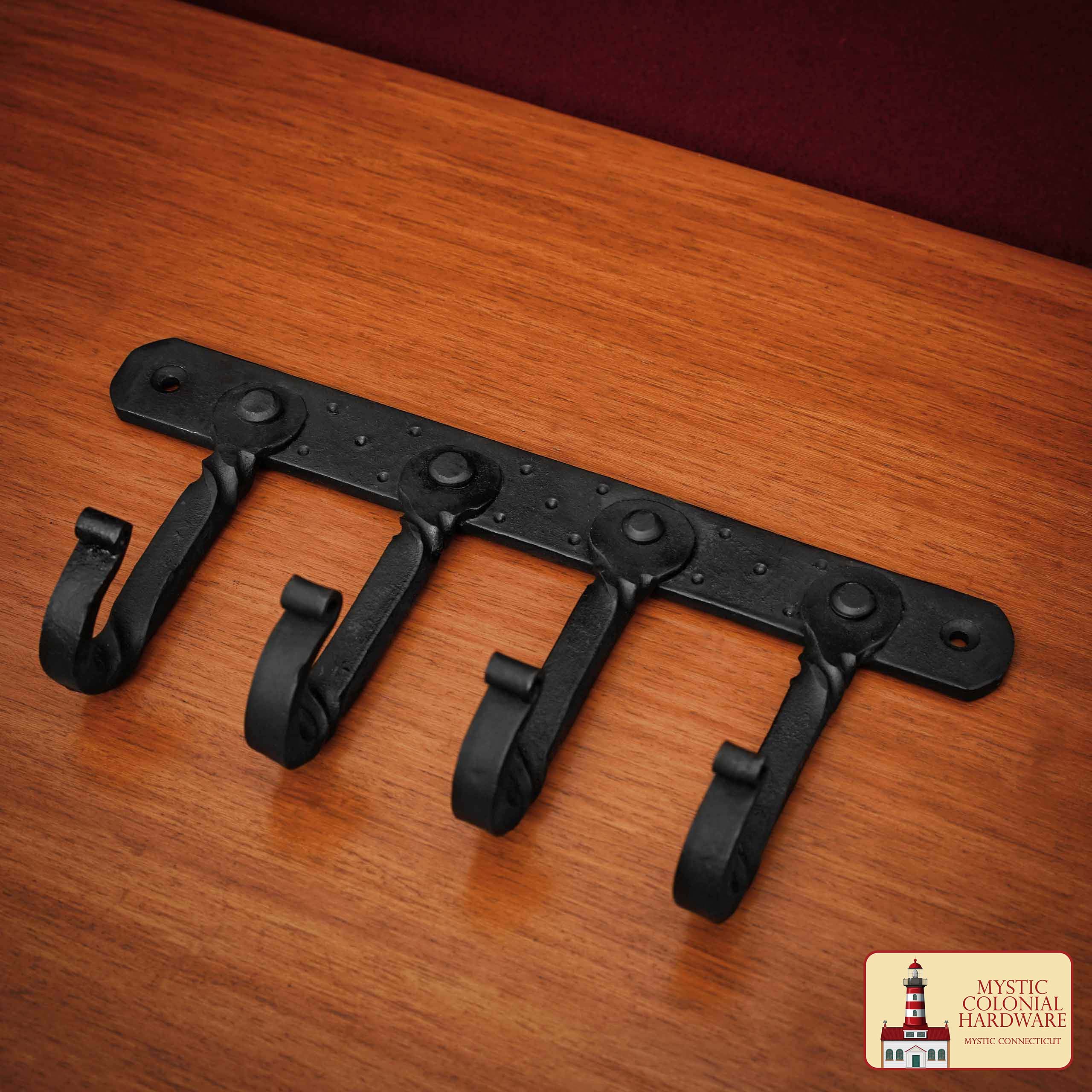 Mystic Colonial Hardware Rústico de Hierro Fundido Ganchos de Pared - Pesado Aceite Ennegrecido Utilidad Estante para Abrigos, Bolsos, Toallas, Batas y Sombreros - Image 2