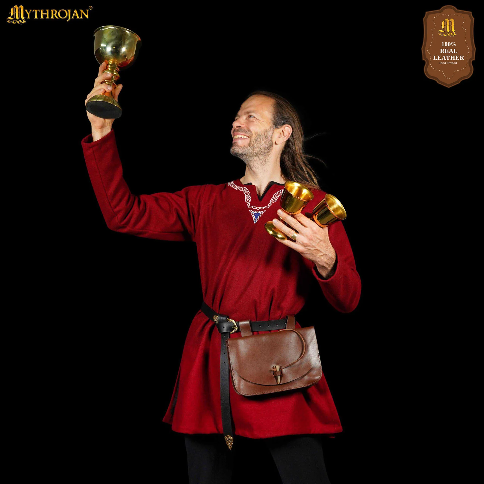Mythical Venture Medieval Leather Bag - Full Grain Brown Bolsa para Larp y Temas Medievales - Image 13