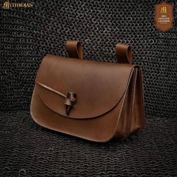 Mythical Venture Medieval Leather Bag - Full Grain Brown Bolsa para Larp y Temas Medievales - Image 6