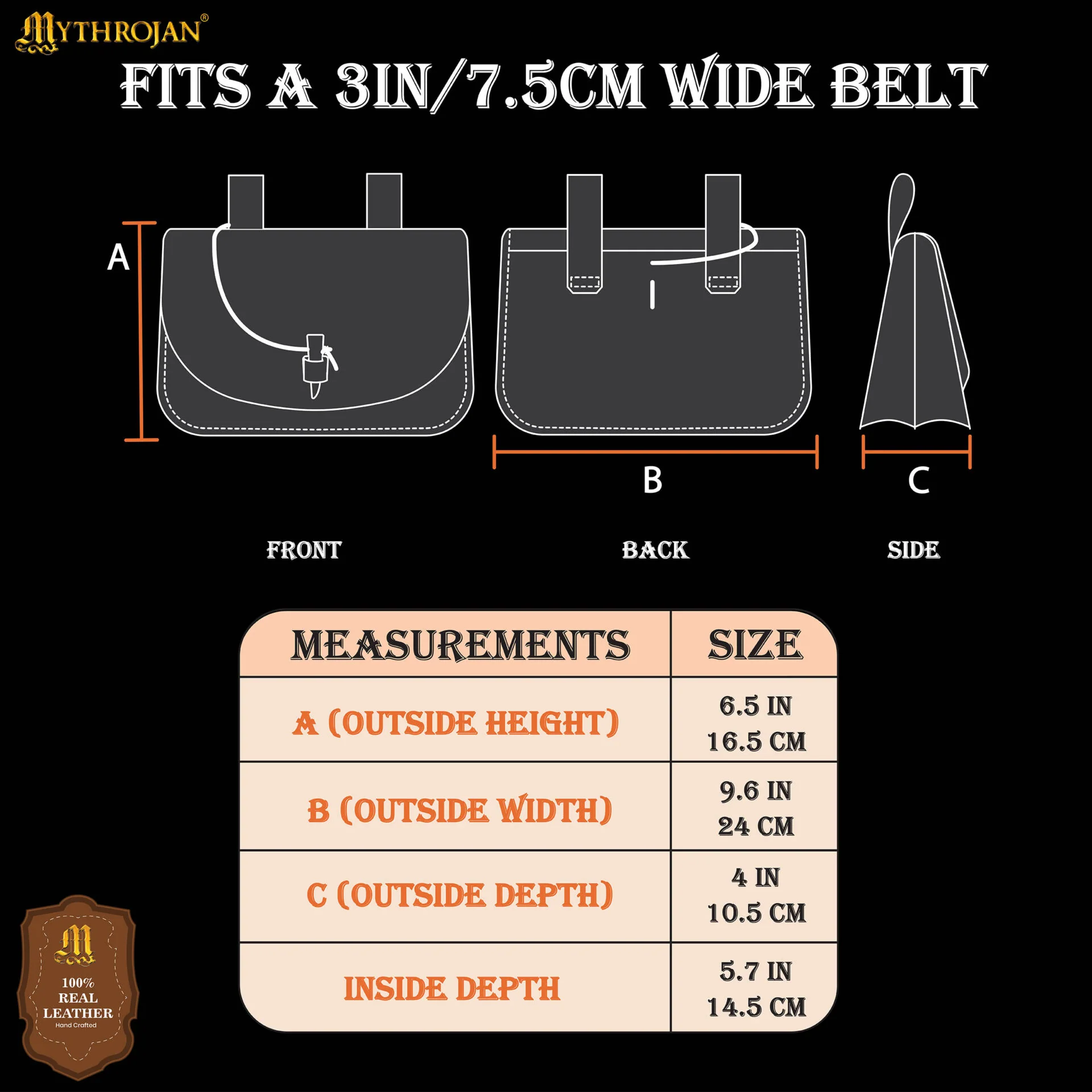 Mythical Venture Medieval Leather Bag - Full Grain Brown Bolsa para Larp y Temas Medievales - Image 8