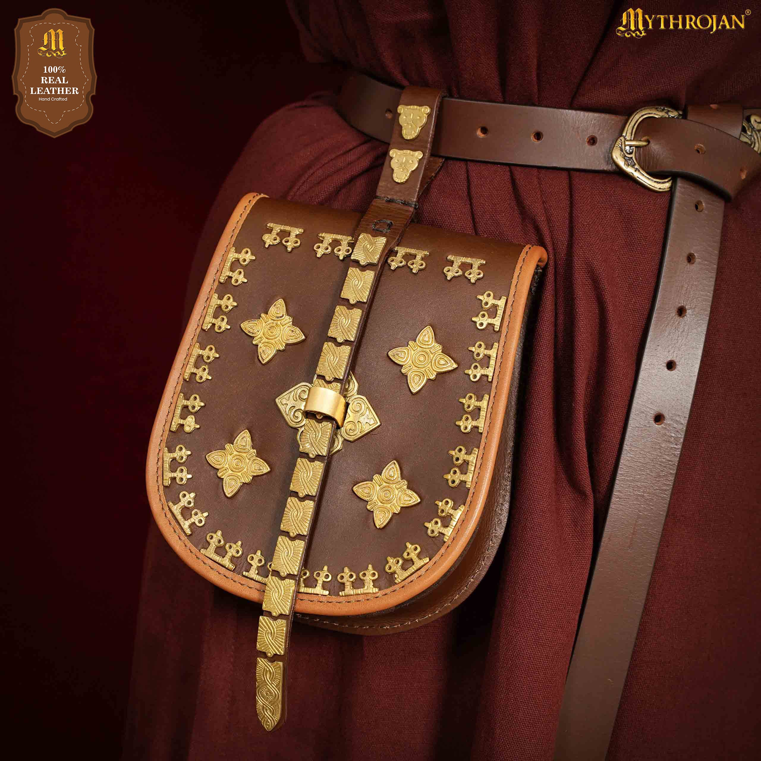 Mythrojan Birka Bolsa de Cuero Vikingo Tarsoly - Bolsa para Cinturón Auténtica Hecha a Mano Basada en Originales Históricos - Accesorio Nórdico de Cuero Auténtico - Image 7