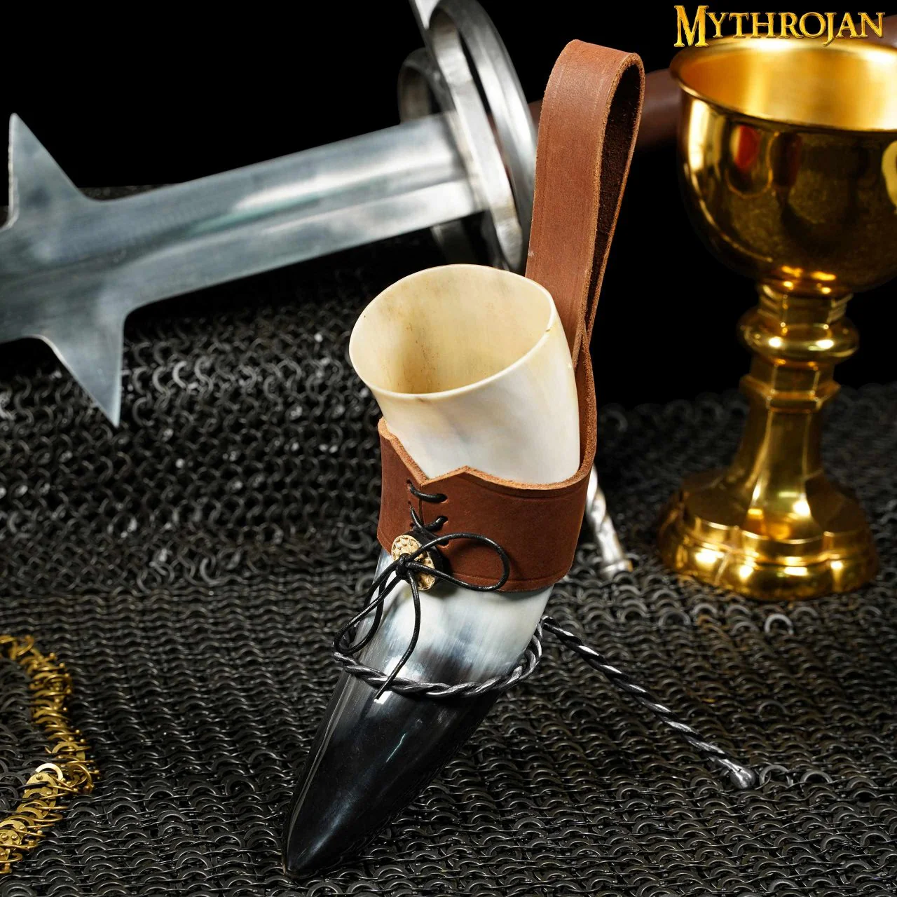 Mythrojan Cuerno para Beber Forjado a Mano Twisted Rack - Image 9