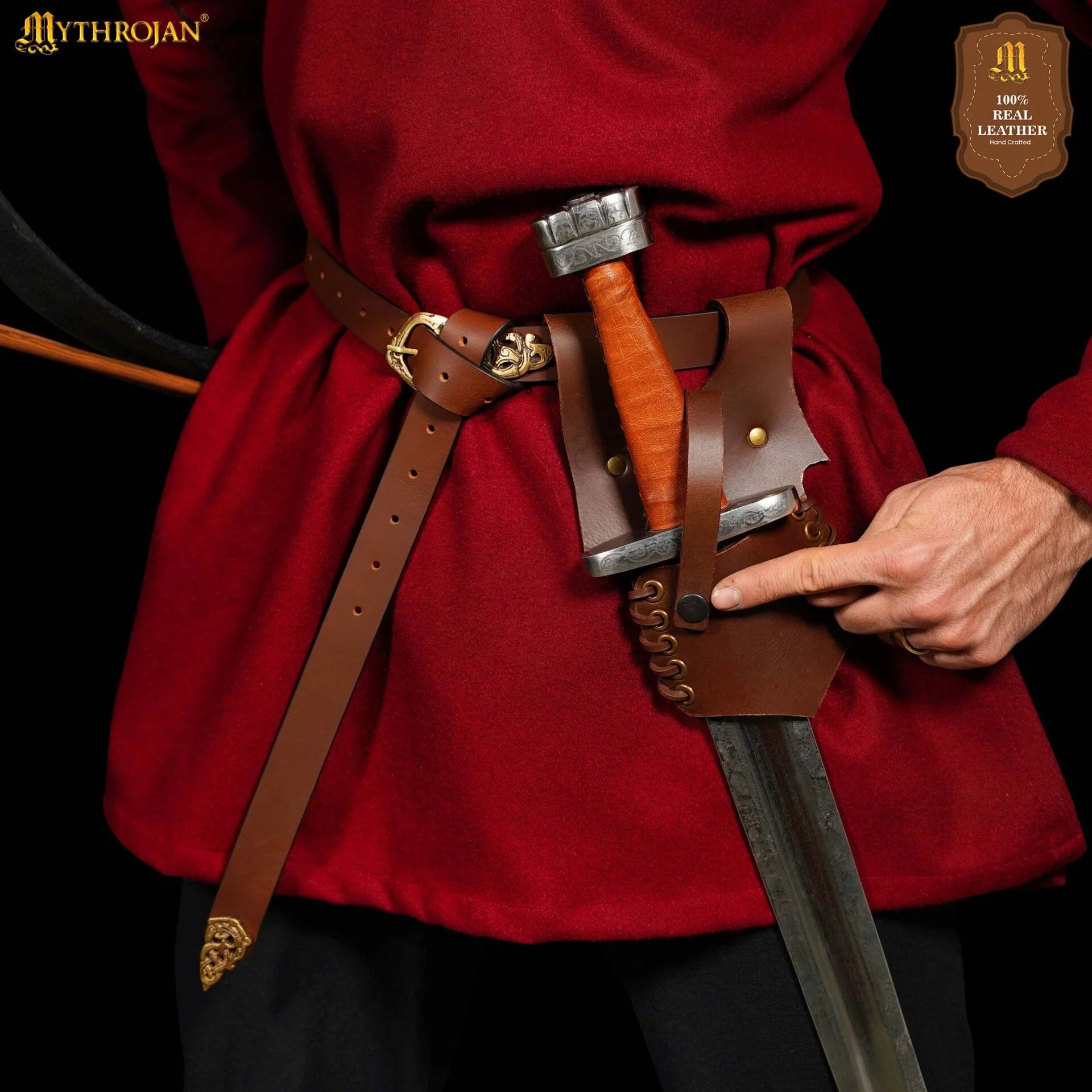 Mythrojan Medieval Renacimiento Cuero Rh Espada Rana Larp Disfraz de Espada Rana Porta Espada Rapier Caballero Cinturón Rana Daga de Cuero Funda Espada Pirata - Image 3