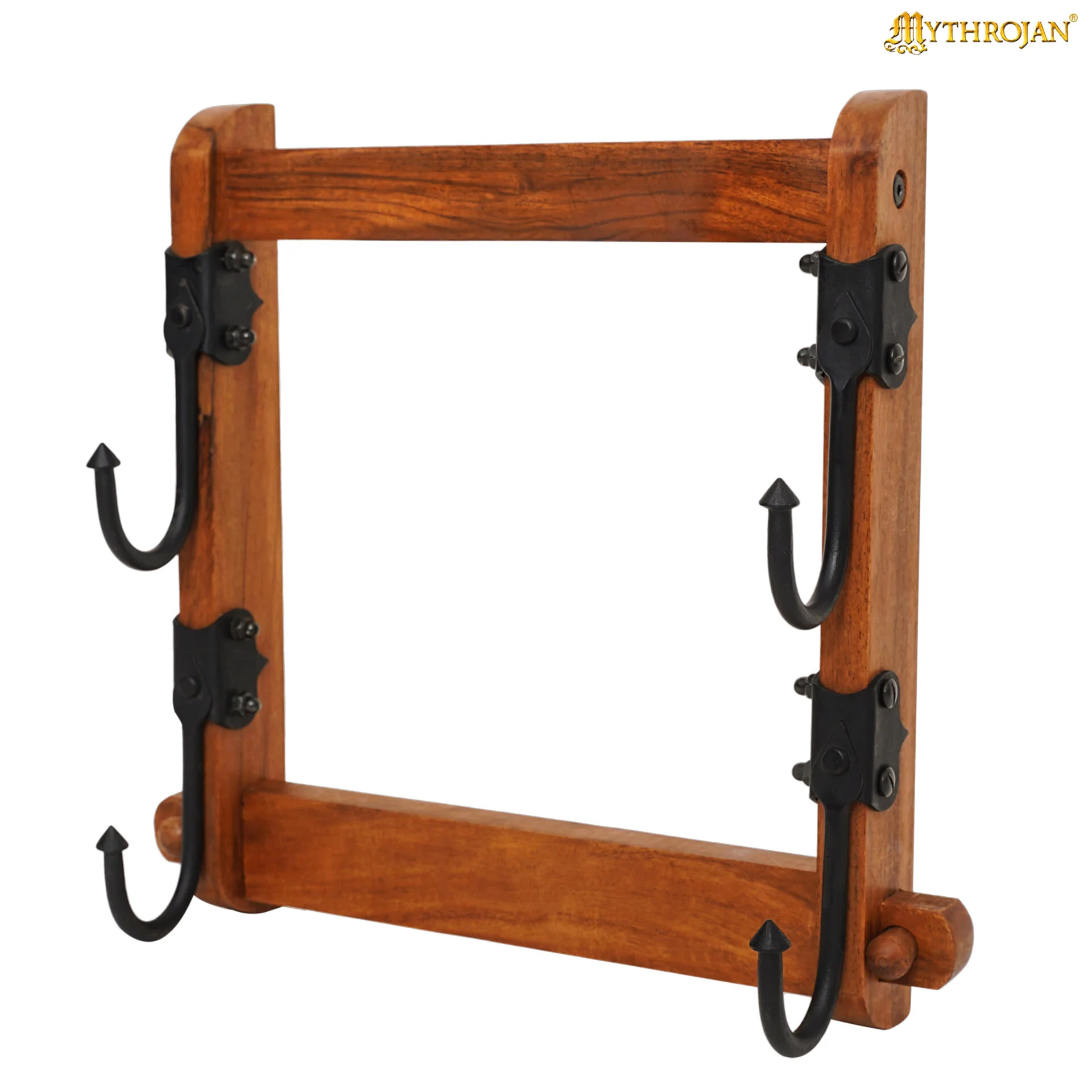 Mythrojan Soporte de Dos Niveles de Madera Maciza con Ganchos de Hierro