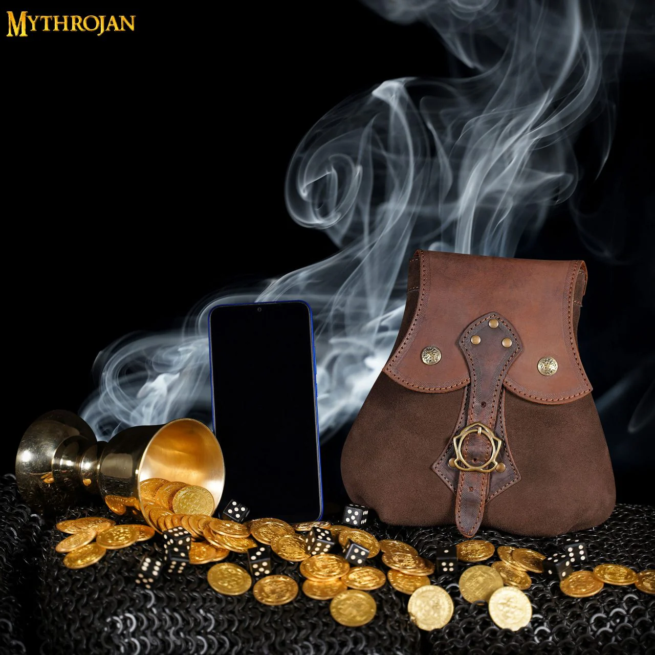 Mythrojan "stalwart Warrior" Bolsa de Cuero para Larp, Cosplay Medieval Sca Marrón, 8"×8 - Image 2