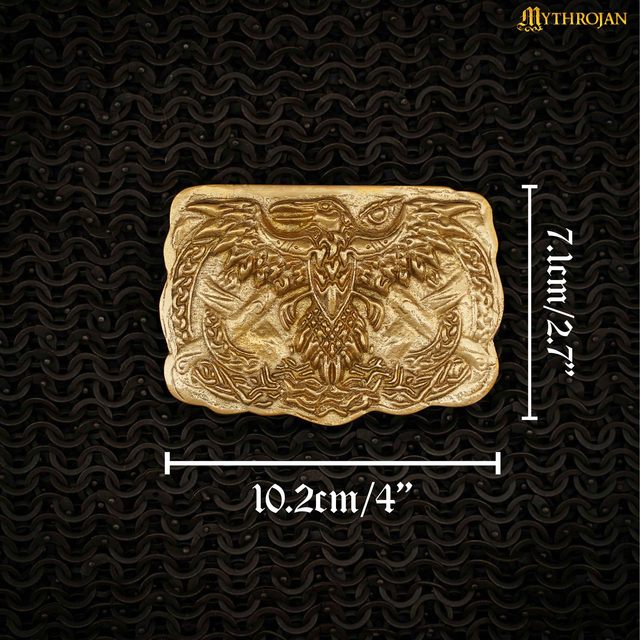 Mythrojan Viking Celtic Raven Belt Buckle - Solid Brass- Medieval, Sca, Renaissance Faire, Viking Larp Accessory - Image 3