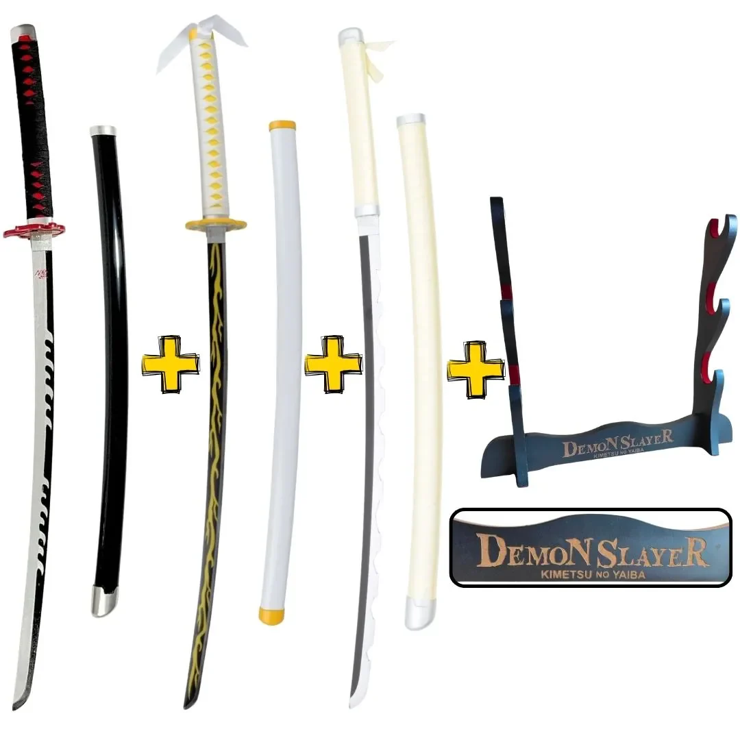 Pack Héroes del Amanecer con 3 Katanas de Bambú Kimetsu No Yaiba y Expositor - Image 5